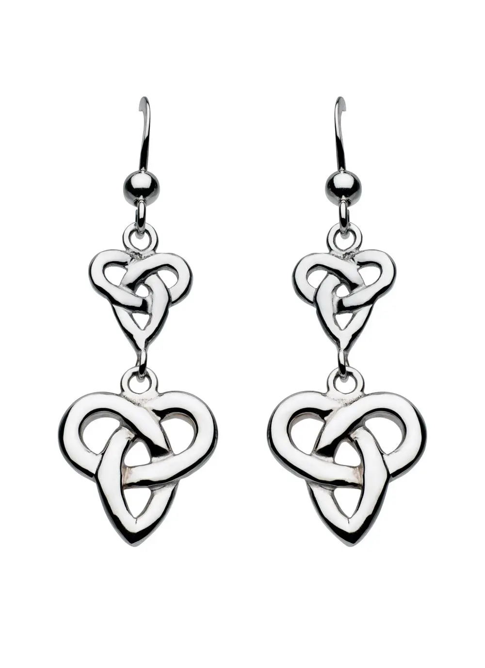 Sterling Silver Double Trinity Knot Drop Earrings