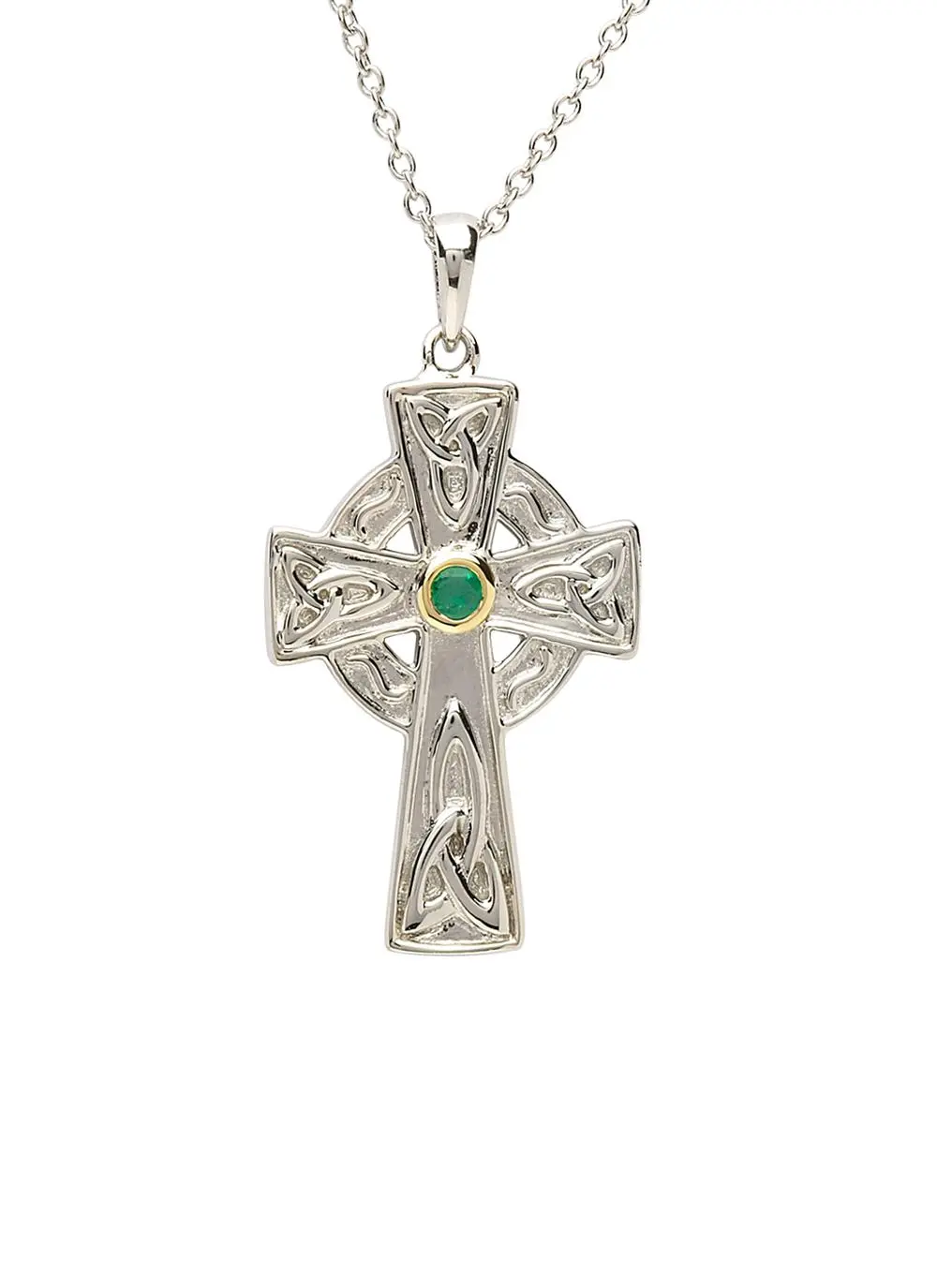 Celtic Knotwork Spiral Emerald Necklace, Sterling Silver, Celtic,
