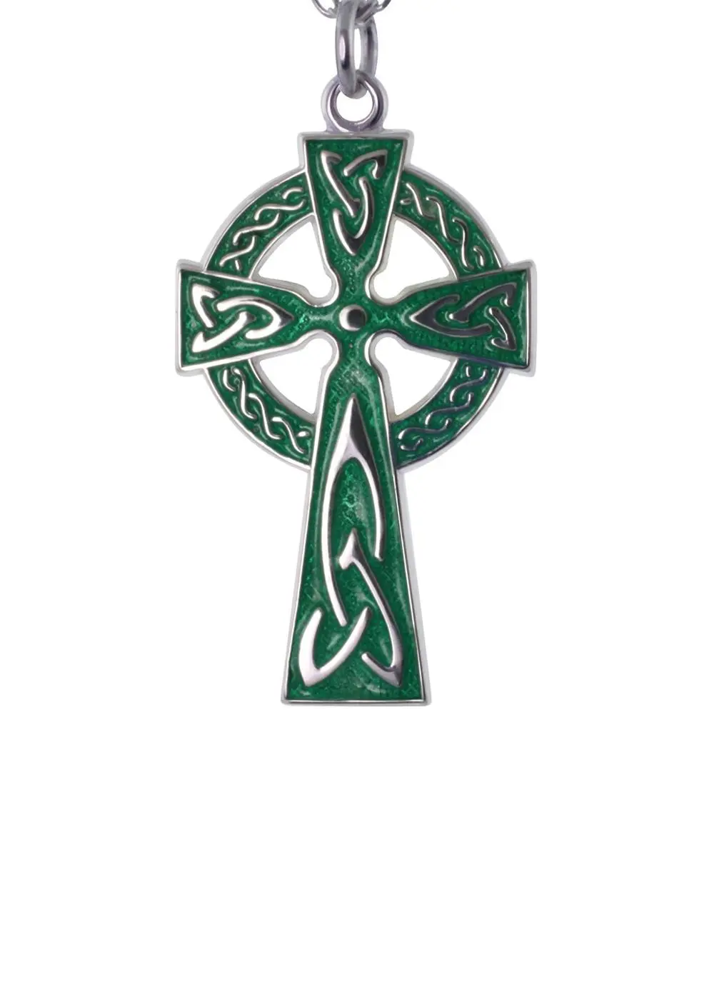 Sterling Silver Green Emerald Cross 