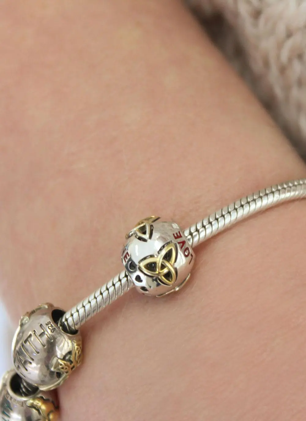 Sterling Silver and 14K Gold Love Bead