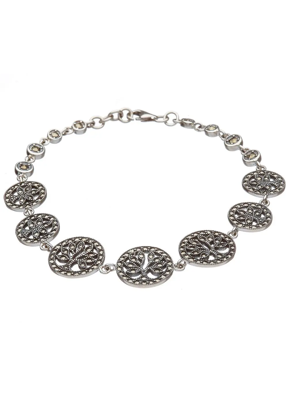 Sterling Silver Marcasite Tree of Life Bracelet