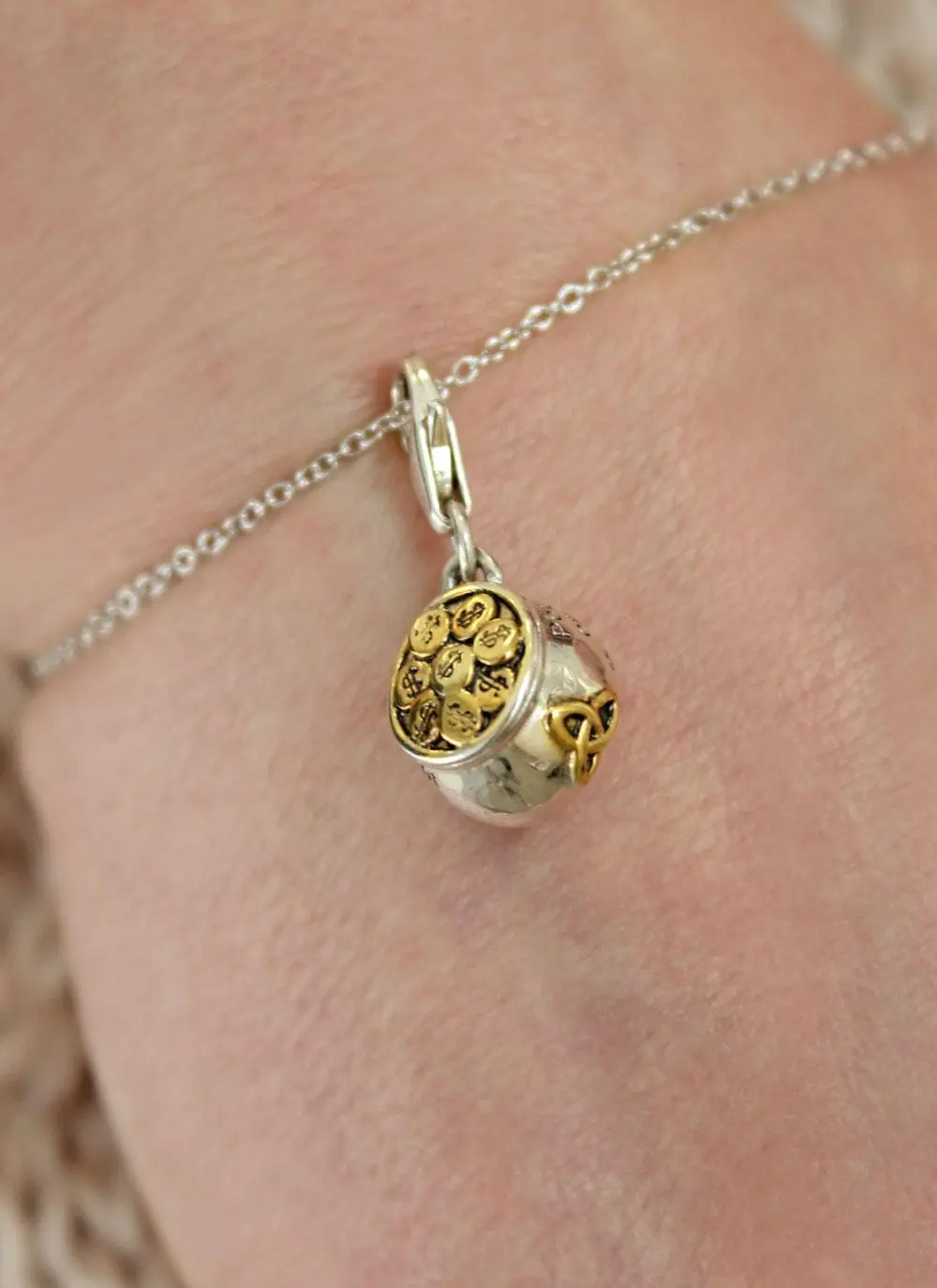 Sterling Silver & 14K Gold Pot of Gold Charm