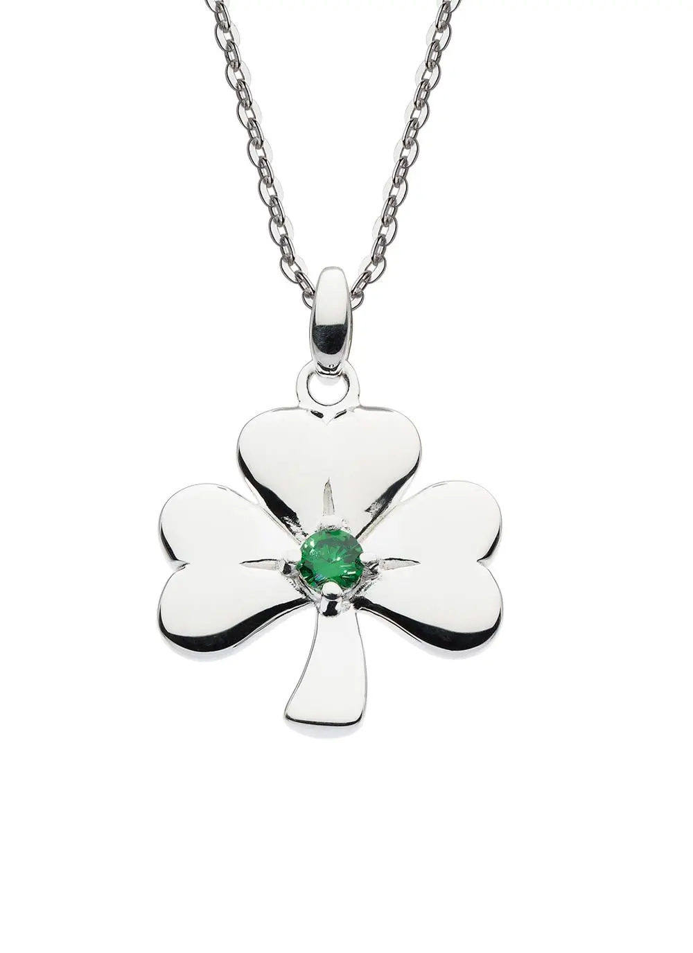 Sterling Silver Shamrock Green Stone Pendant