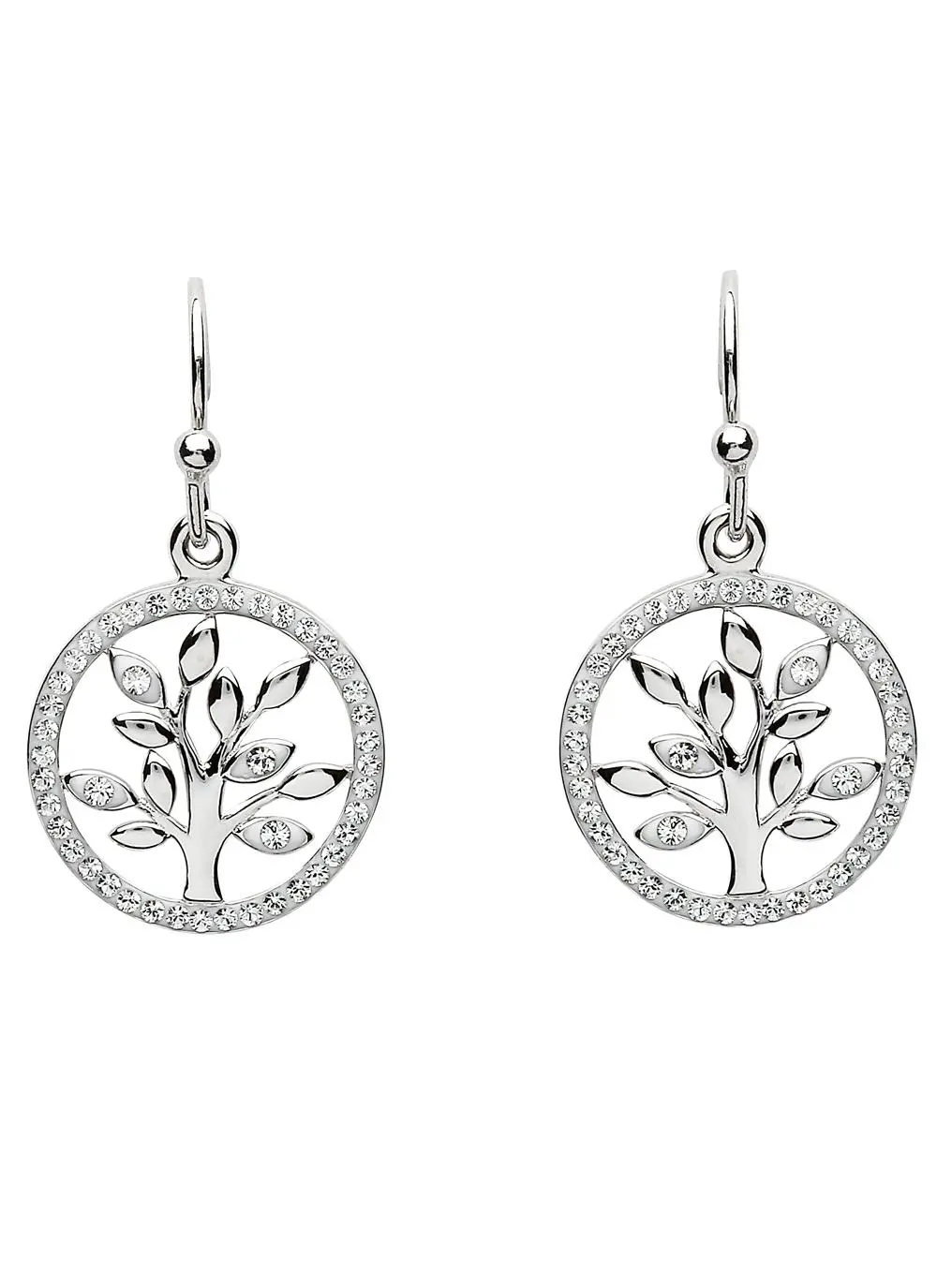 Sterling Silver Tree of Life Earrings Encrusted with Swarovski Crystals