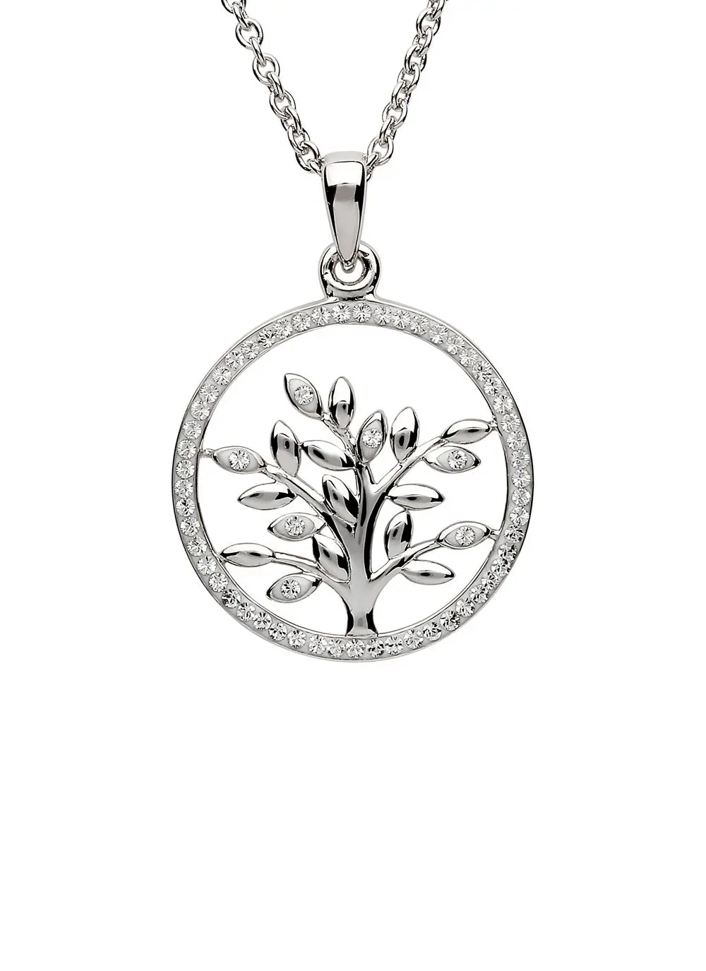 Sterling Silver Tree of Life Pendant Encrusted with Swarovski Crystals