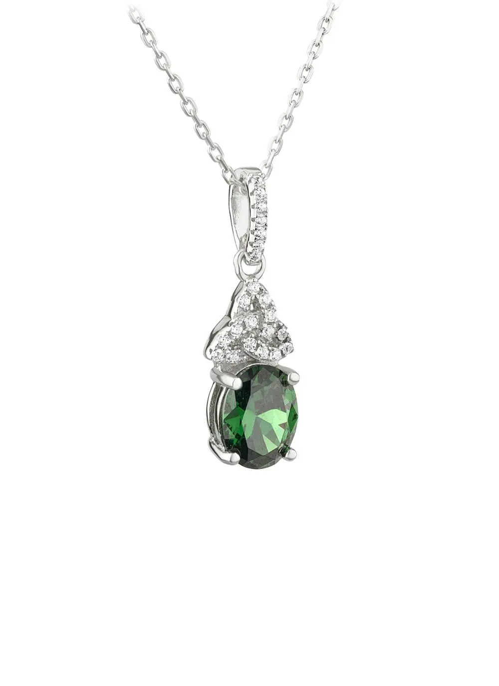Sterling Silver Trinity Knot Cubic Zirconia Pendant