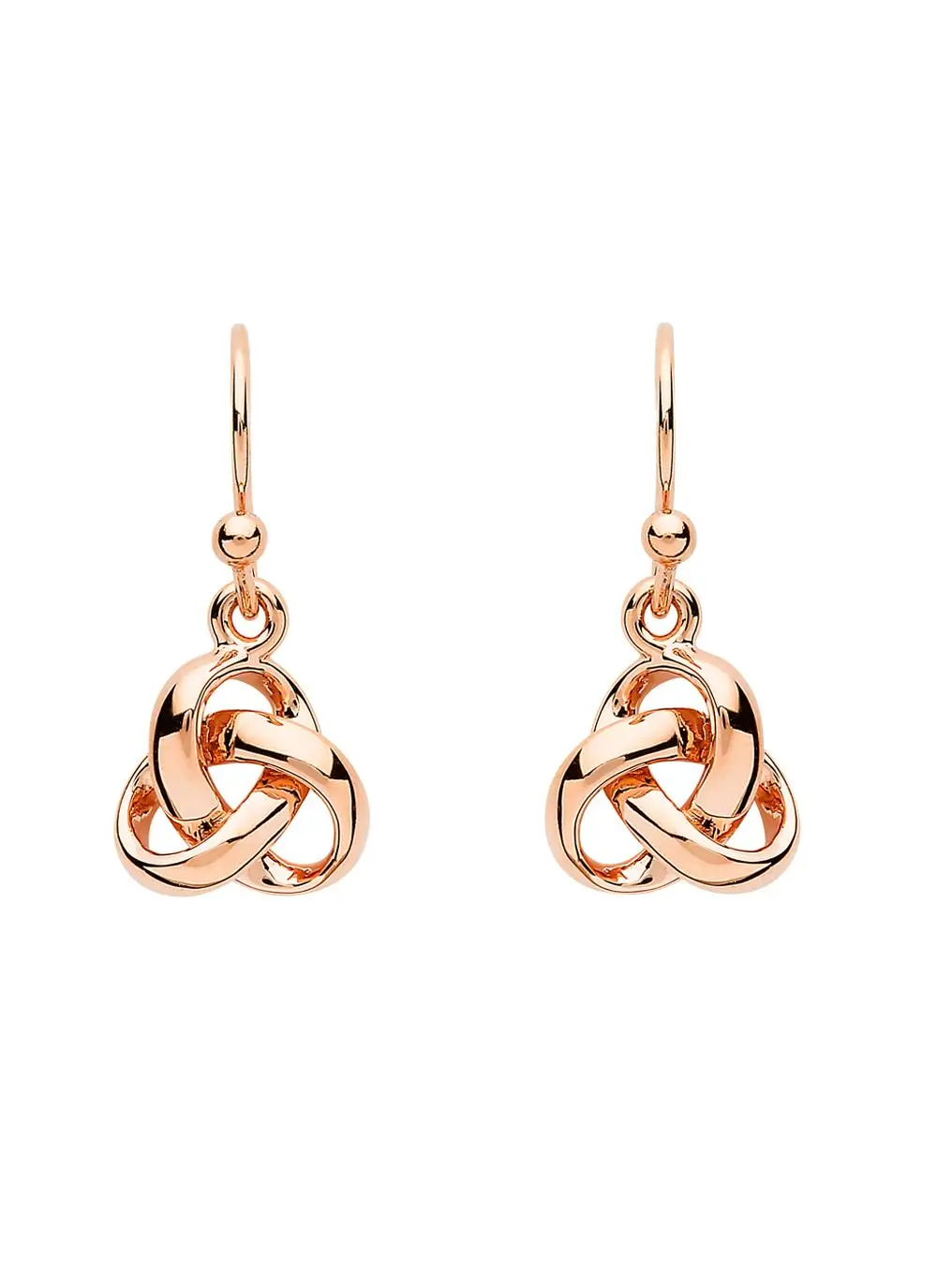 Sterling Silver Trinity Knot Rose Gold Plated Drop Earrings