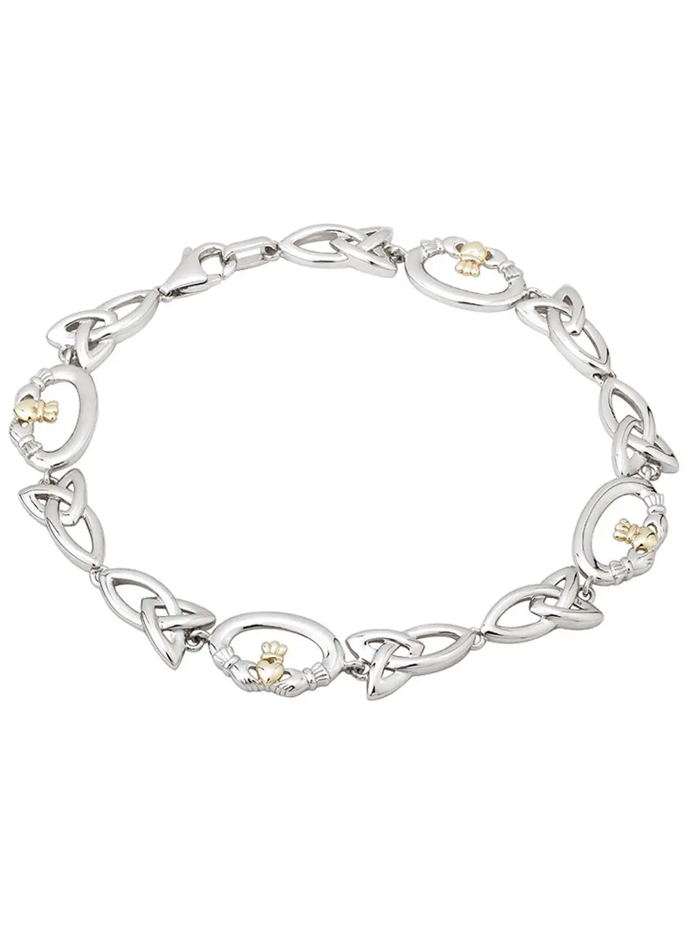 Sterling Silver & 10K Gold Claddagh Bracelet