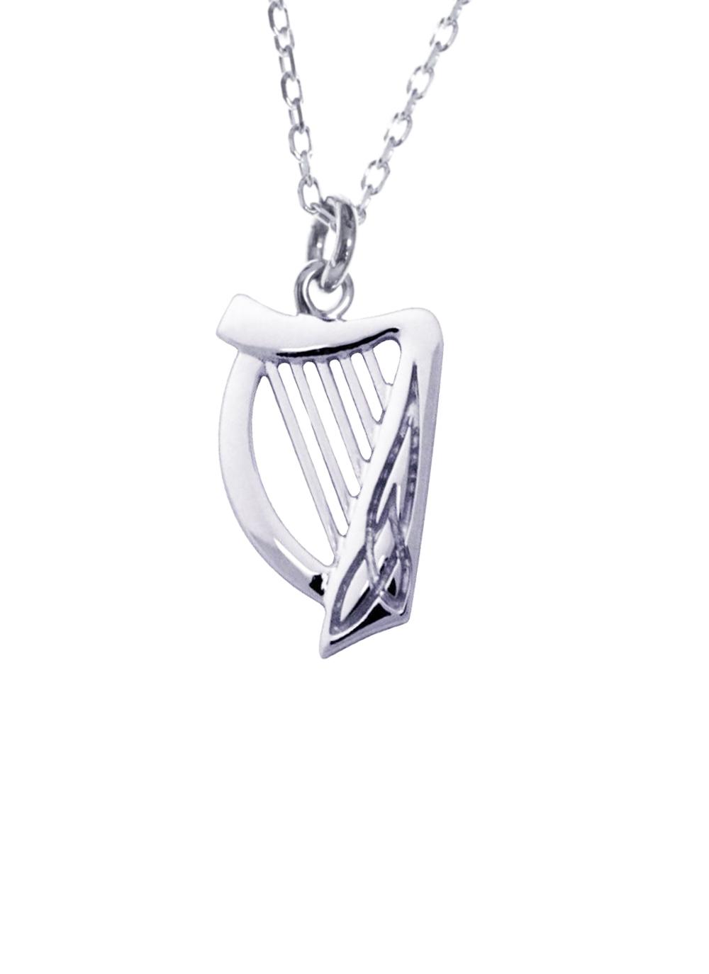 # 171S Irish Harp Necklace, Details about   Silver Irish Harp Pendant Irish Coin Jewelry