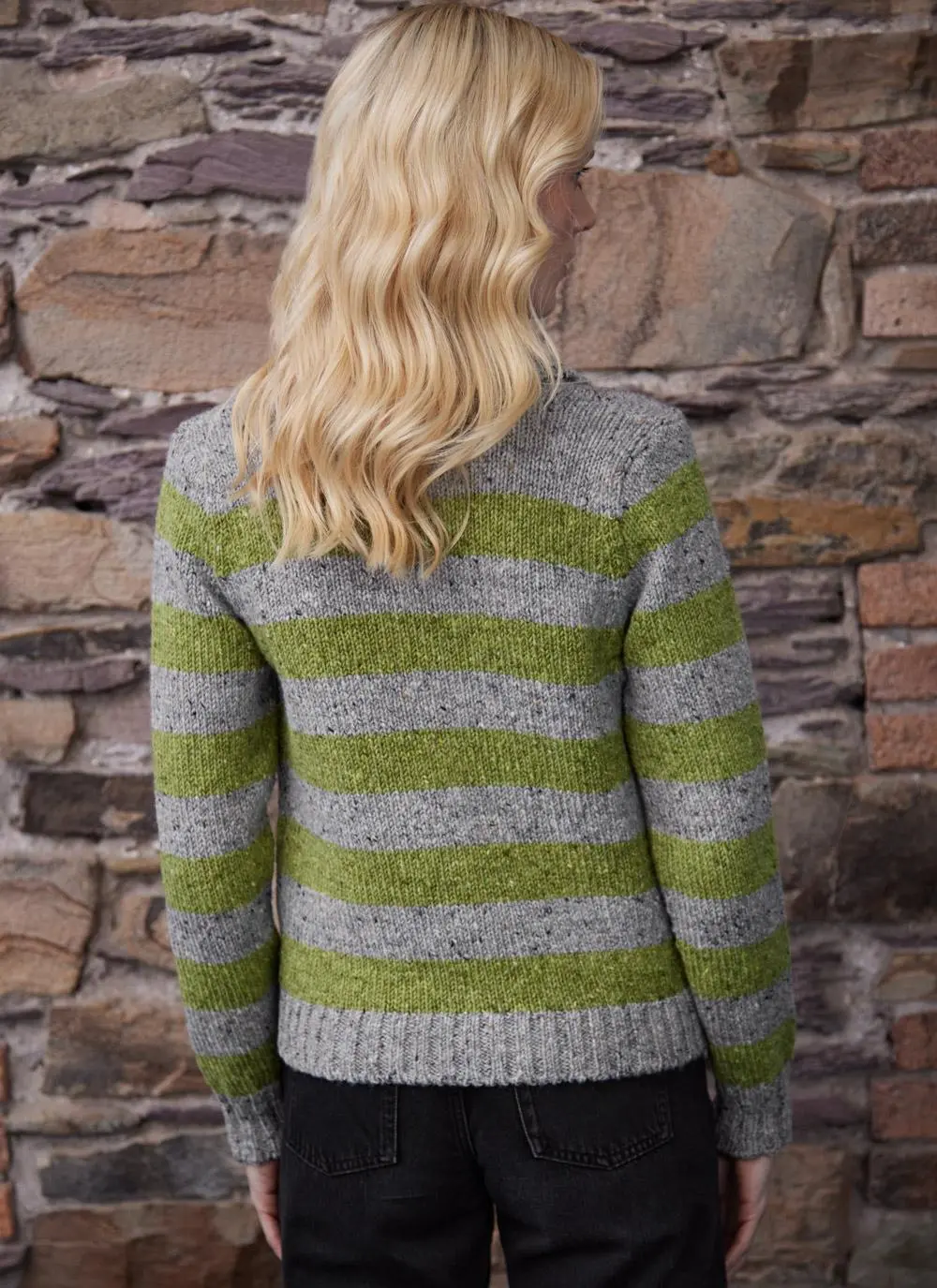 Stripe Button Cardigan with Collar