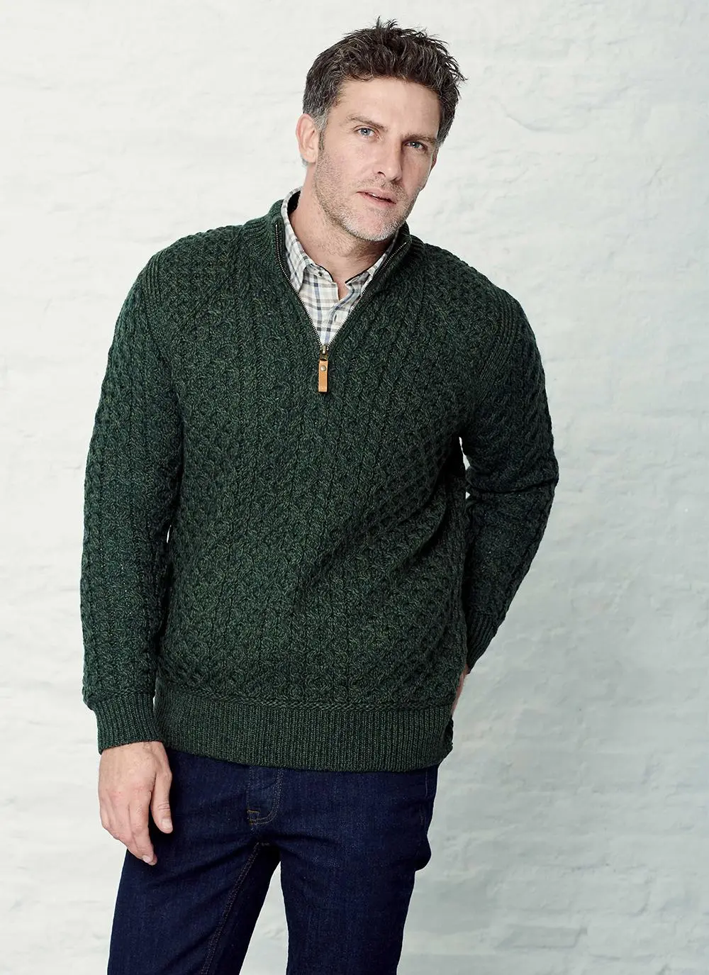 Supersoft Half Zip Aran Sweater