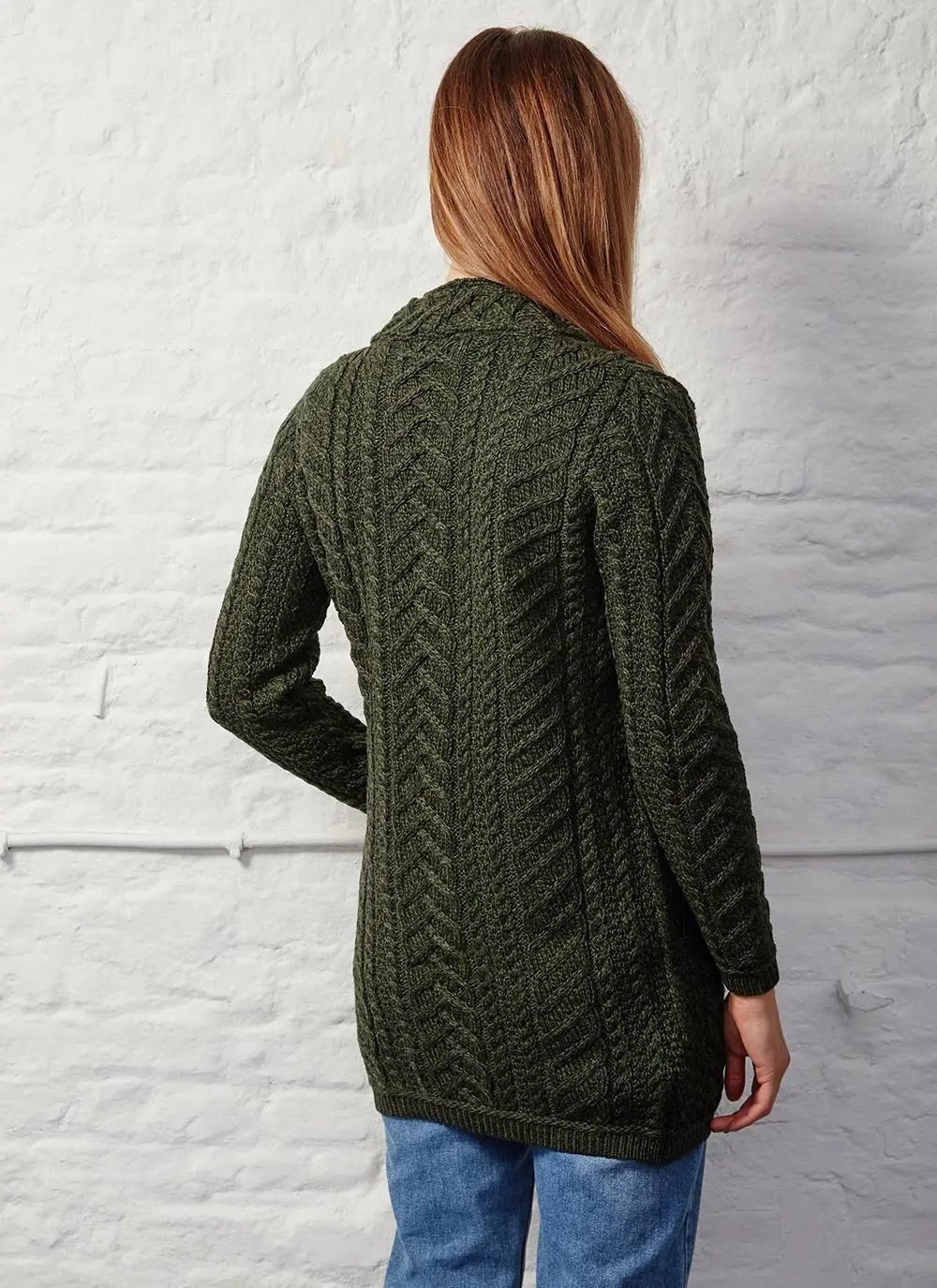 Supersoft Merino Wool Drape Aran Cardigan