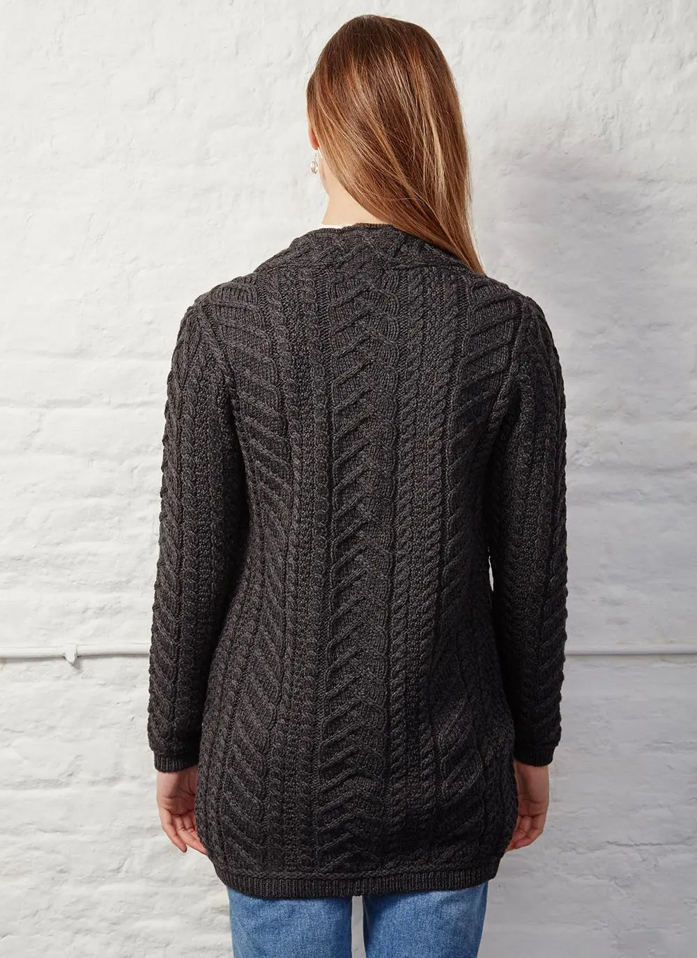 Supersoft Merino Wool Drape Aran Cardigan