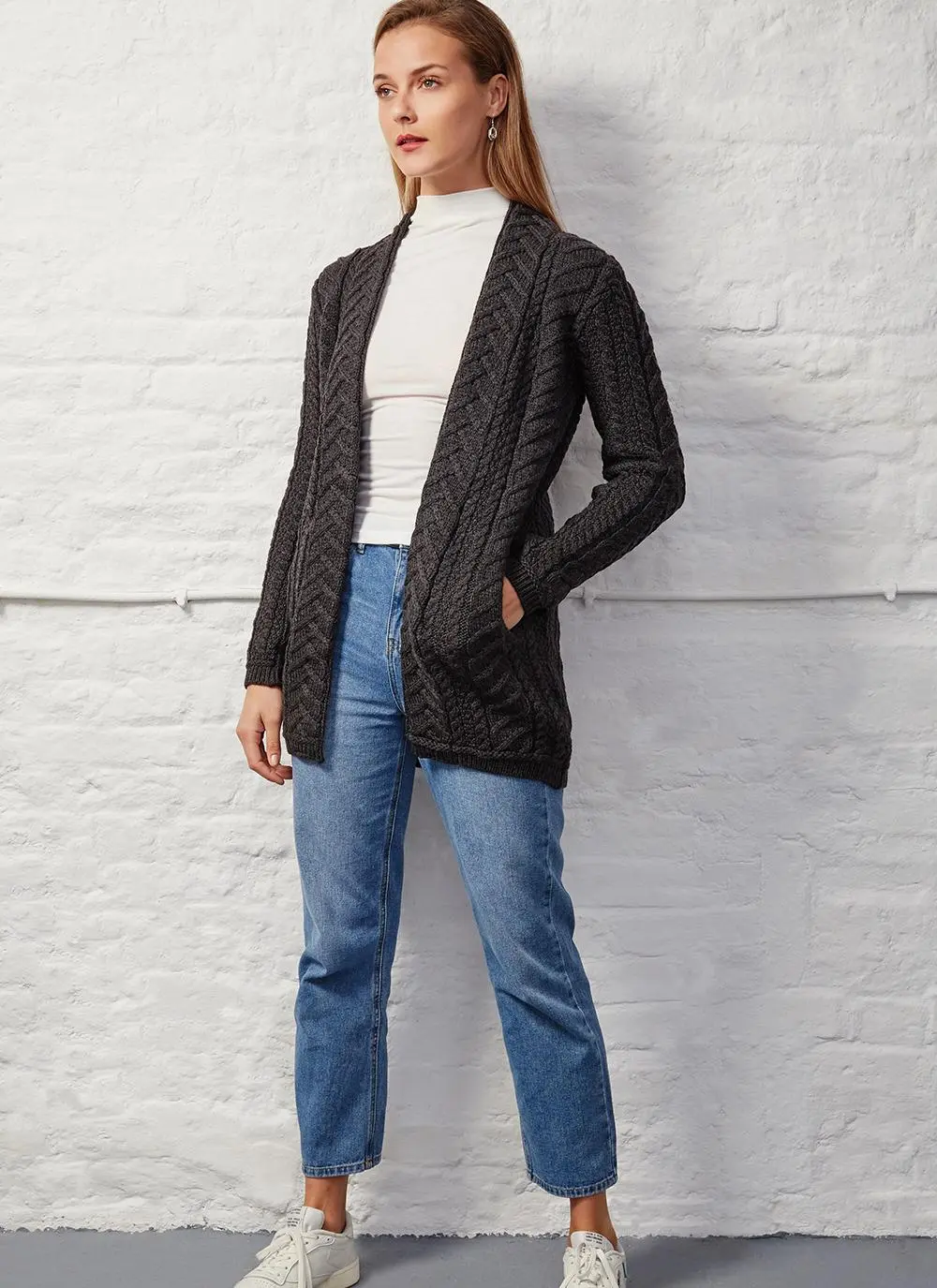 Supersoft Merino Wool Drape Aran Cardigan
