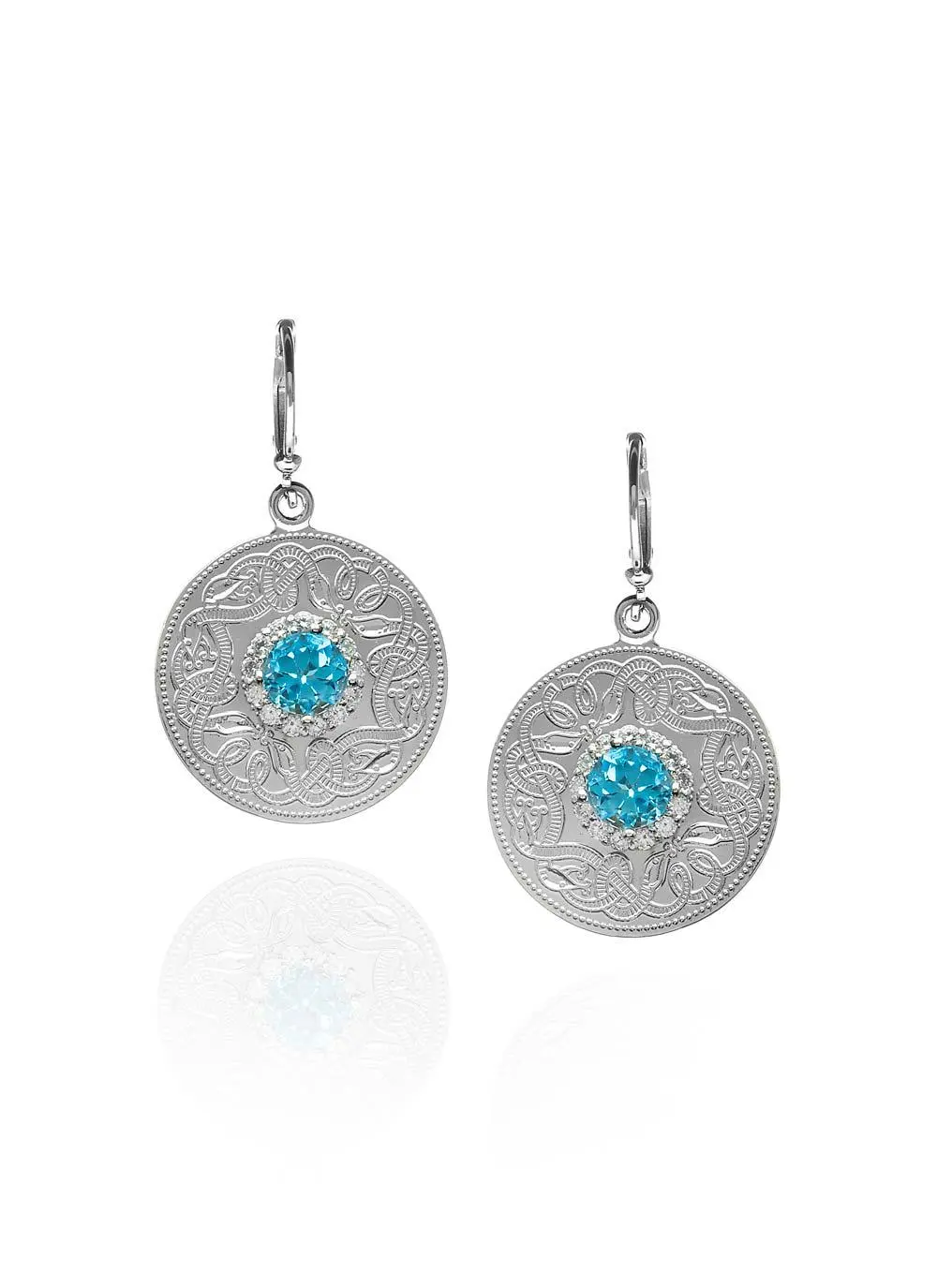 Celtic Warrior Earrings with Swiss Blue Stone