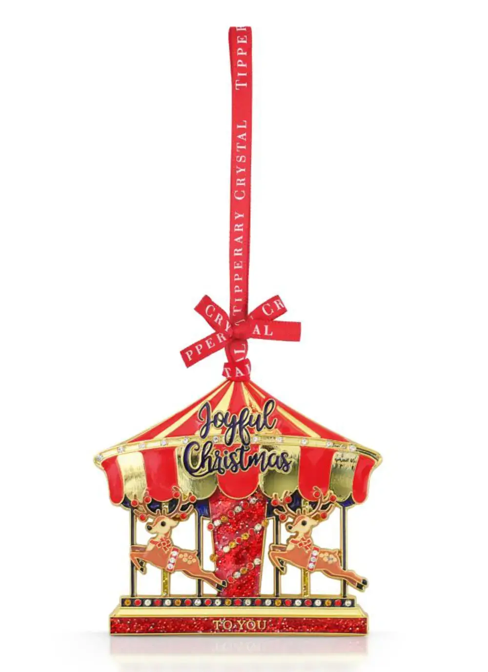 Tipperary Crystal Sparkle Reindeer Carousel Decoration
