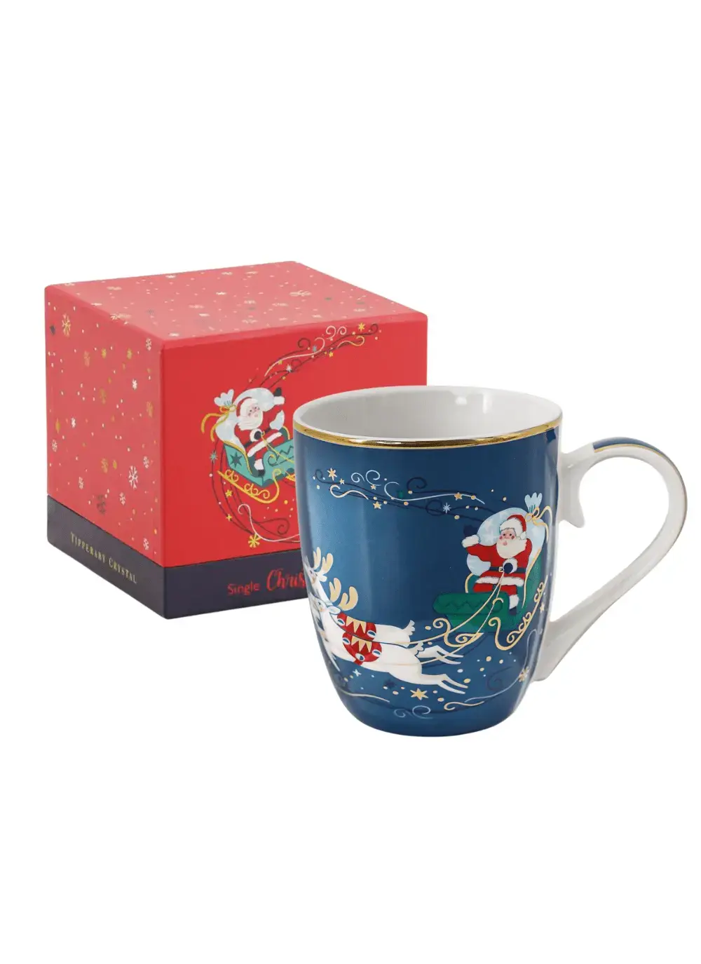 Tipperary Crystal Santa On Sleigh Mug