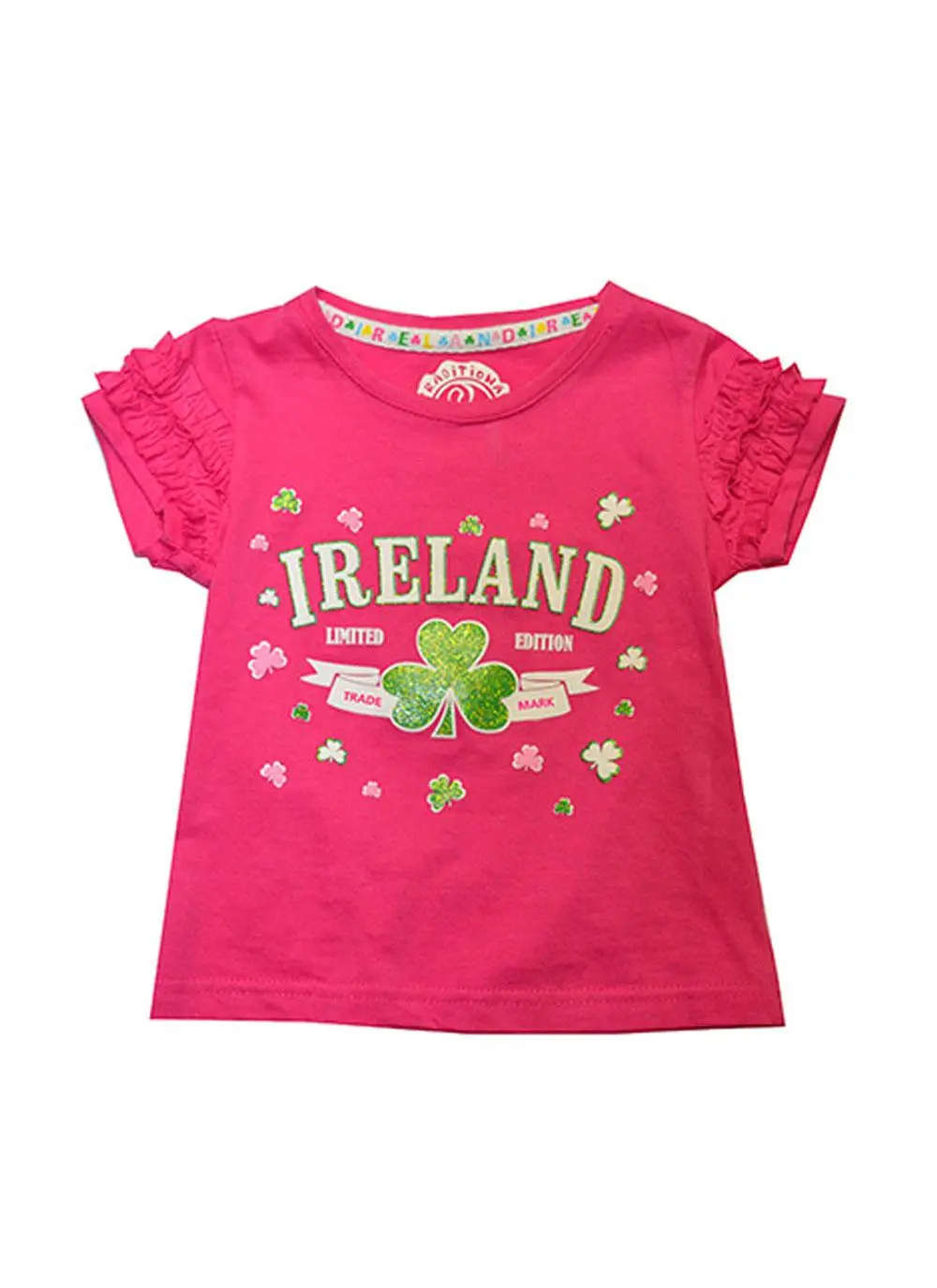 Girls Frilly Pink Ireland T-Shirt 
