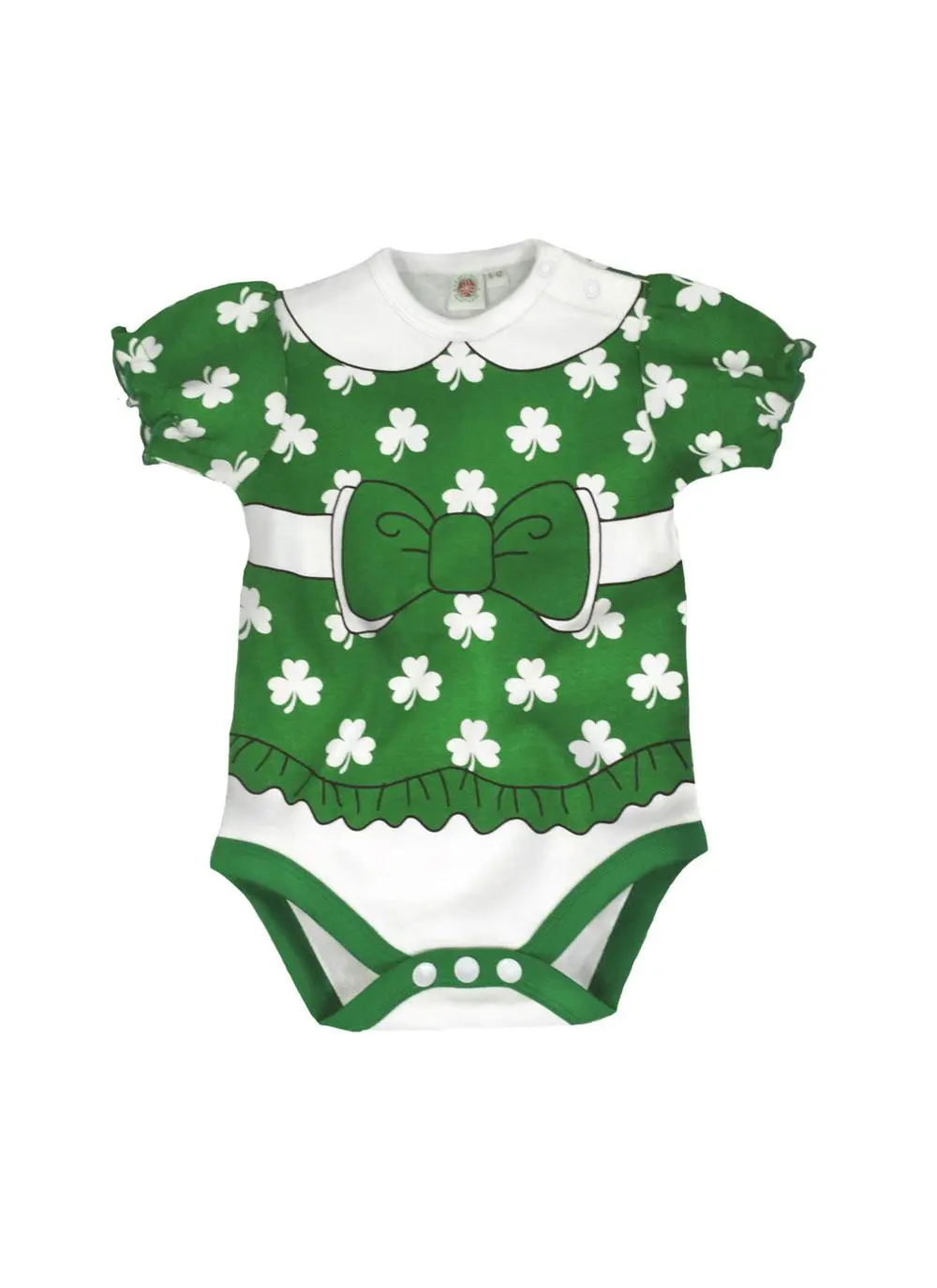 Green Irish Shamrock Baby Bow Vest