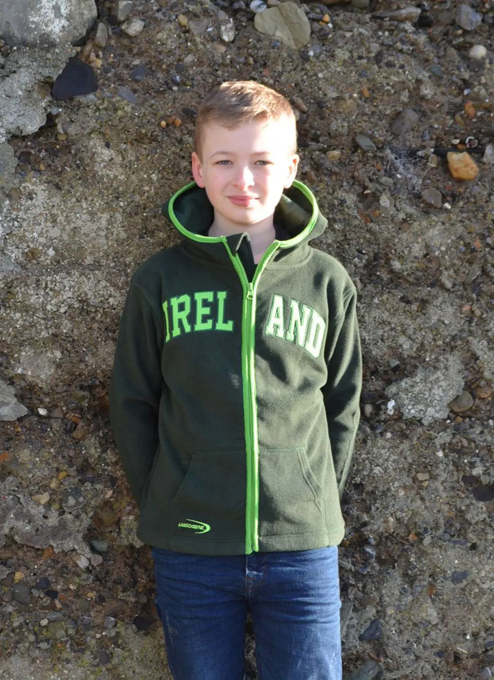 Kids Ireland Green Full Zip Fleece Hoodie