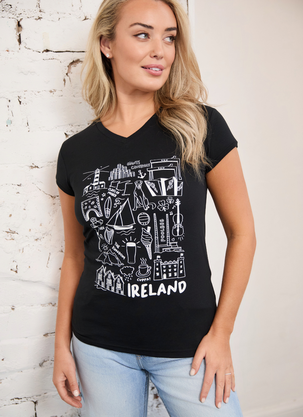 Ireland Doodles V-Neck T-Shirt