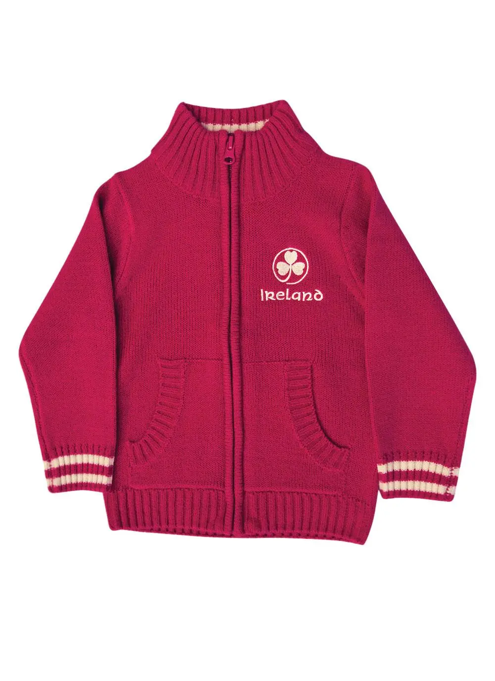 Girls Pink Ireland Full Zip Knitted Sweater