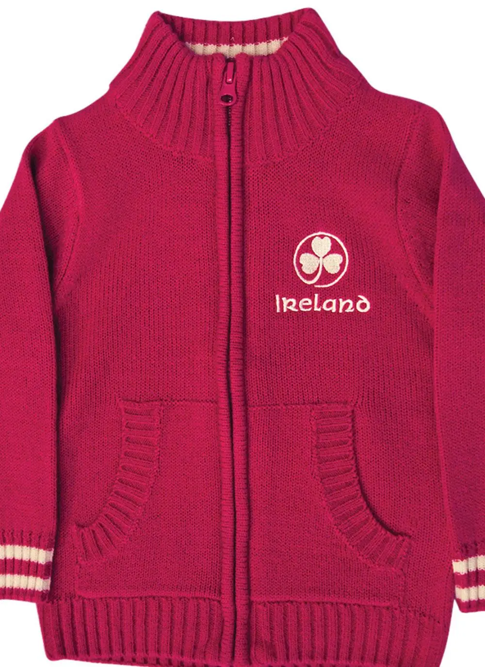 Girls Pink Ireland Full Zip Knitted Sweater