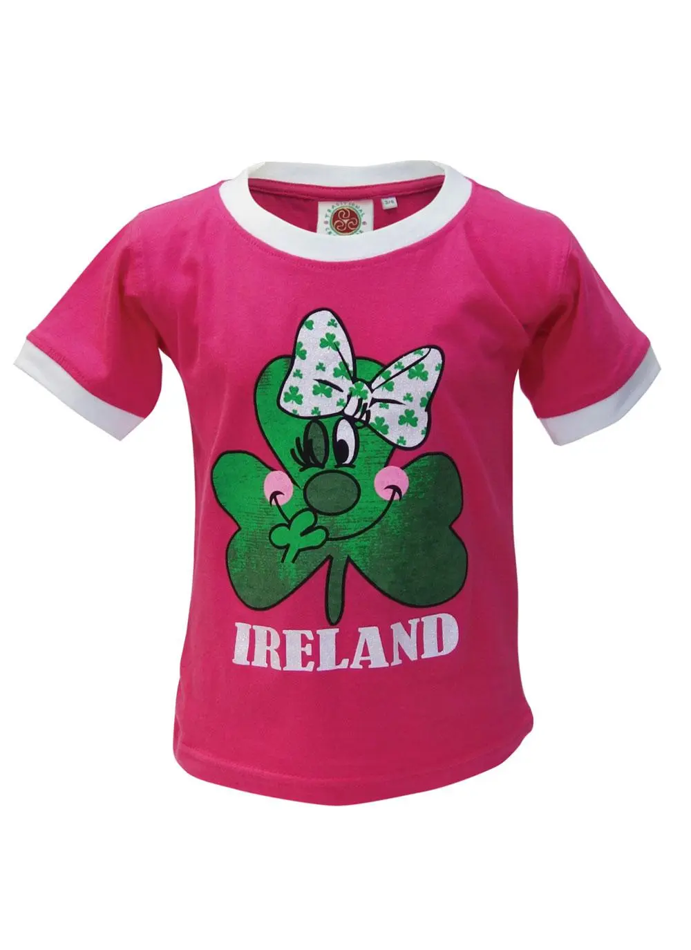 Girls Irish Shamrock Pink T-Shirt