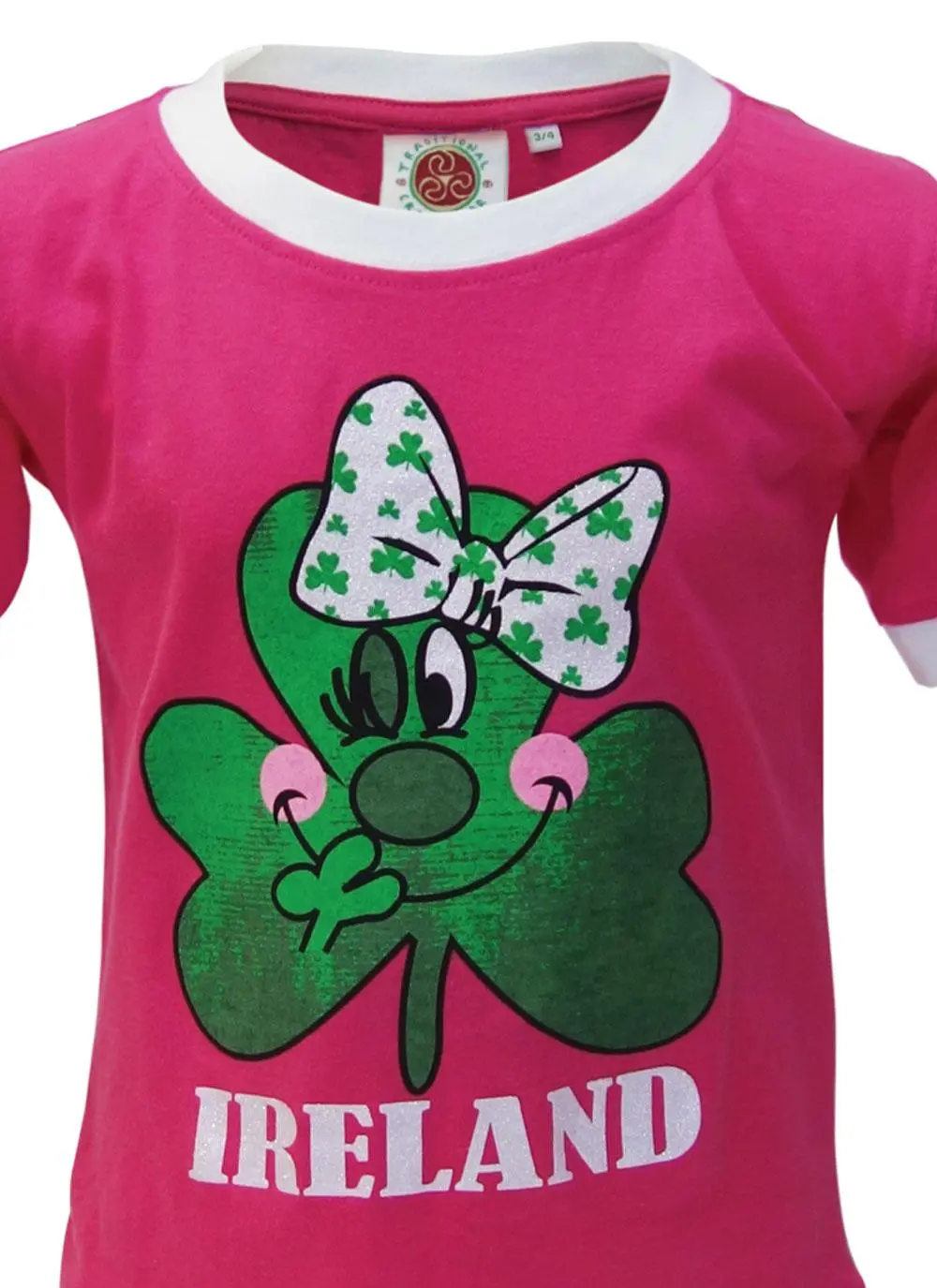 Girls Irish Shamrock Pink T-Shirt