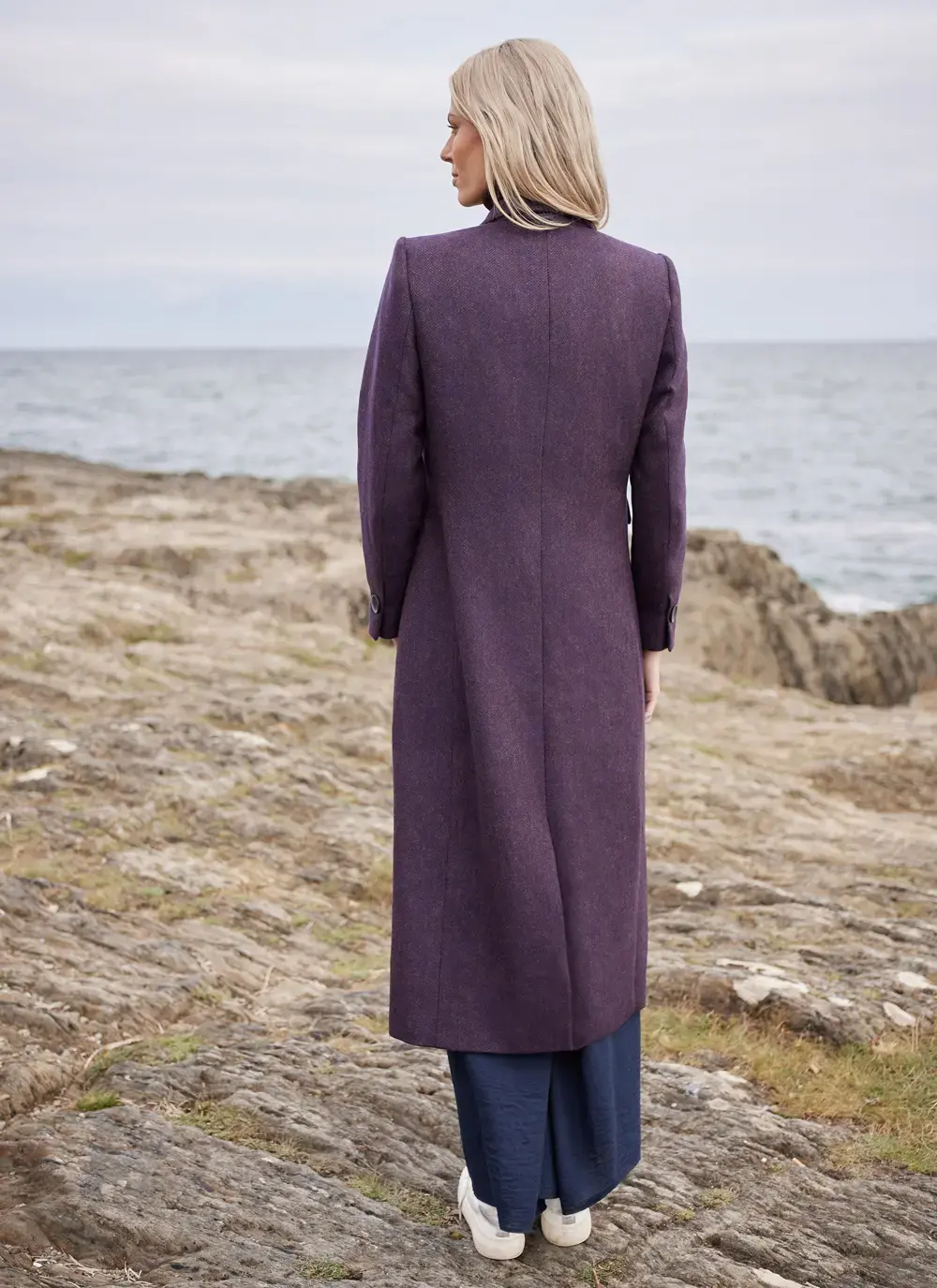 Herringbone Tweed Longline Coat 
