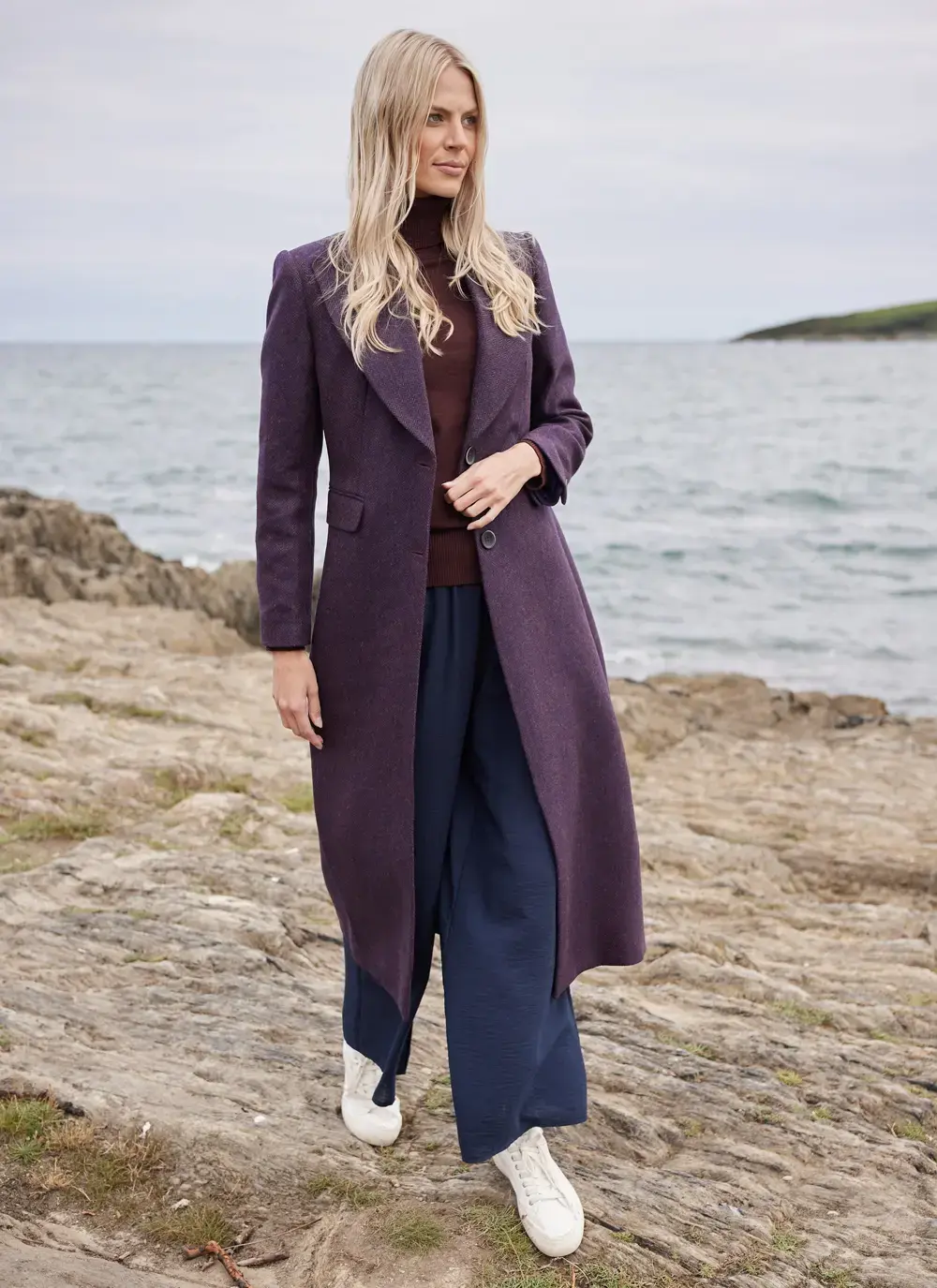 Herringbone Tweed Longline Coat 