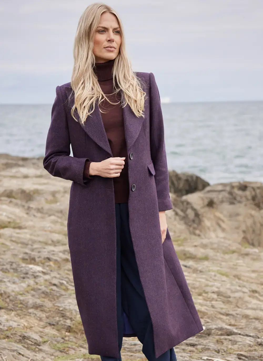 Herringbone Tweed Longline Coat 