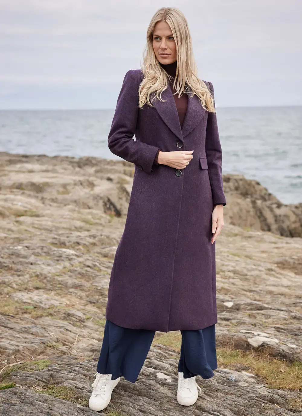 Herringbone Tweed Longline Coat 