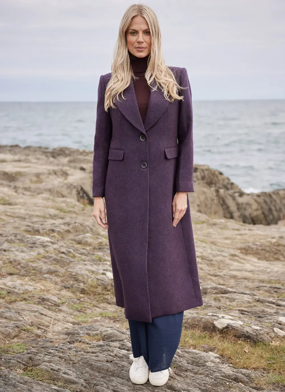 Herringbone Tweed Longline Coat 