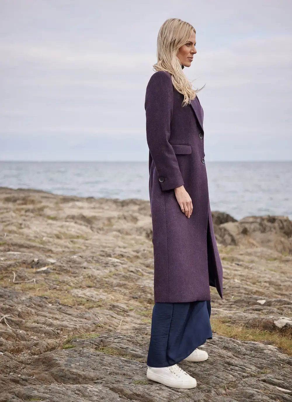 Herringbone Tweed Longline Coat 