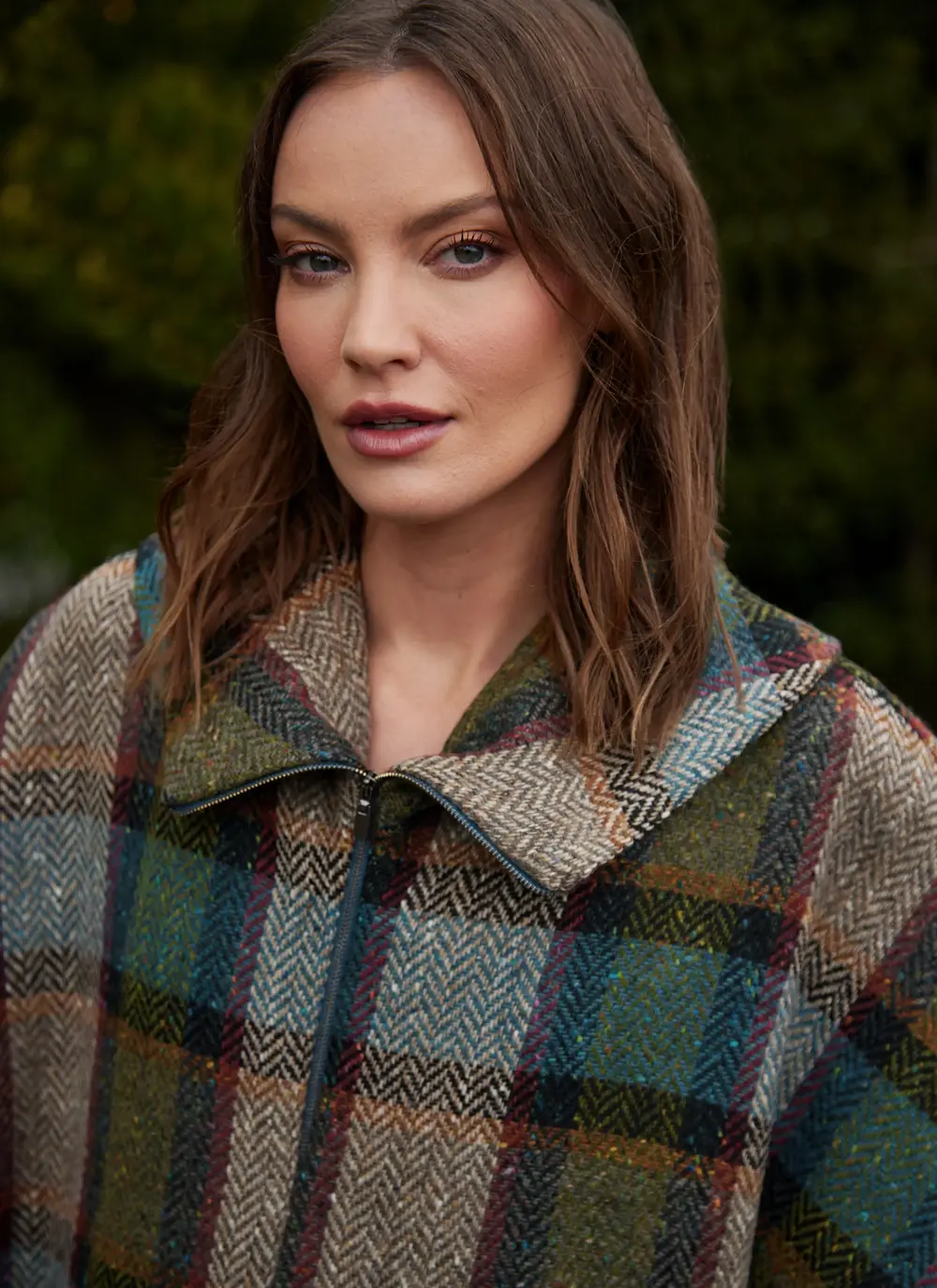 Irish Tweed Check Poncho