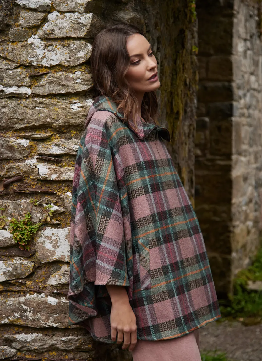 Irish Tweed Check Poncho