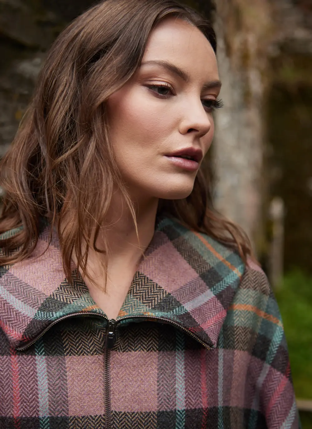 Irish Tweed Check Poncho