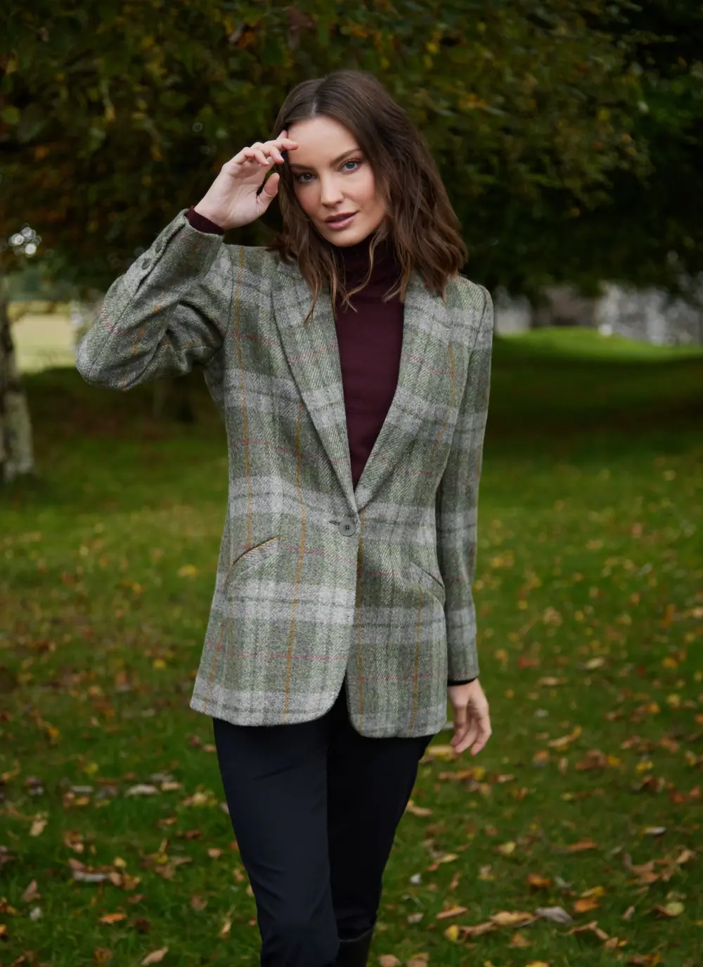 Irish Tweed Blazer in Green Check 