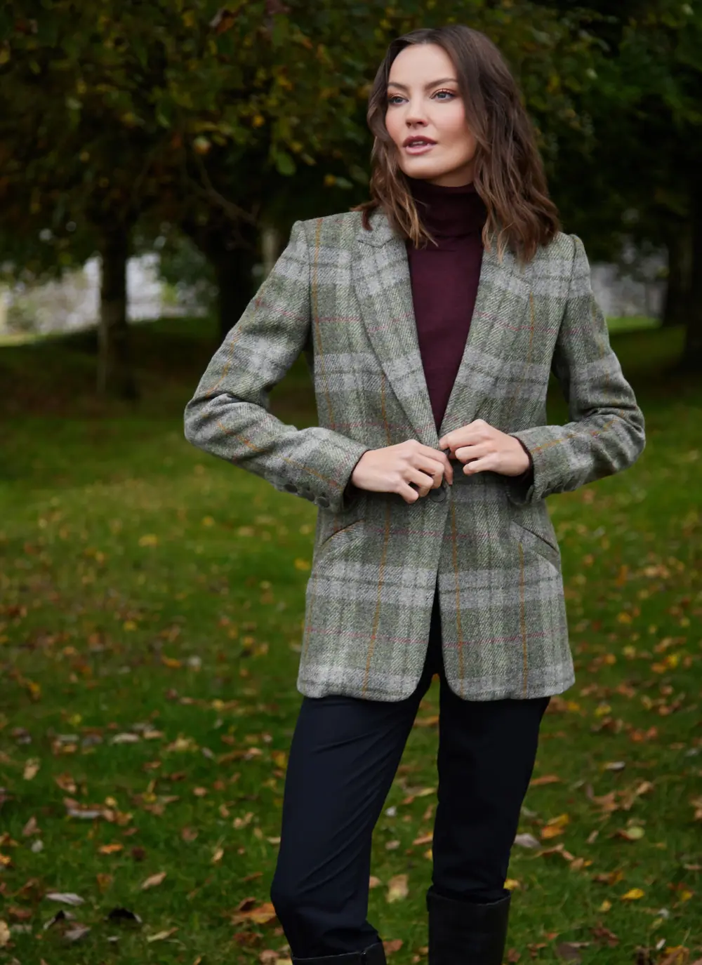Irish Tweed Blazer in Green Check 
