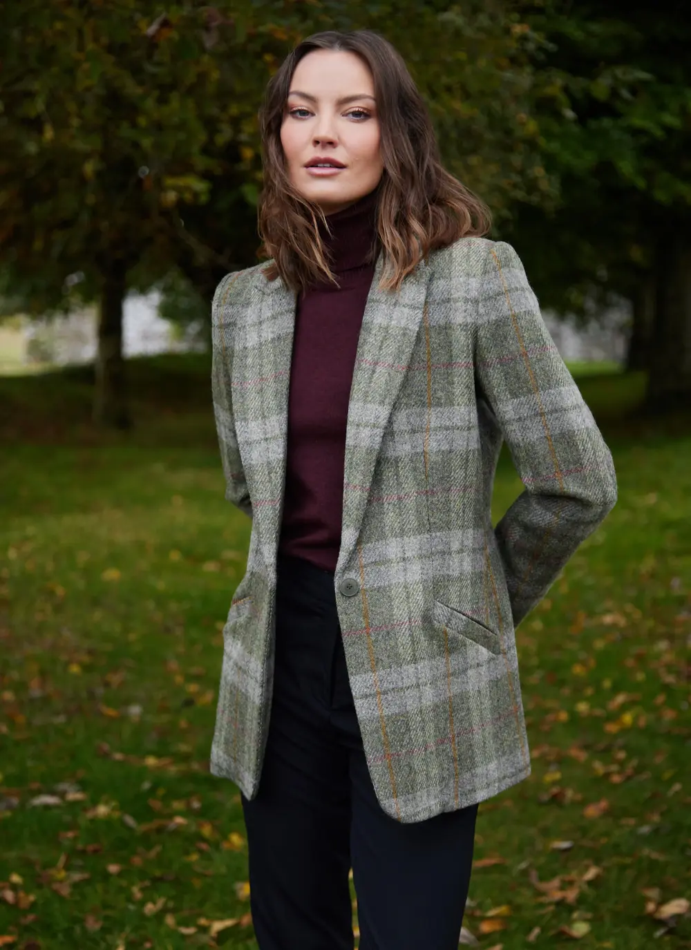 Irish Tweed Blazer in Green Check 