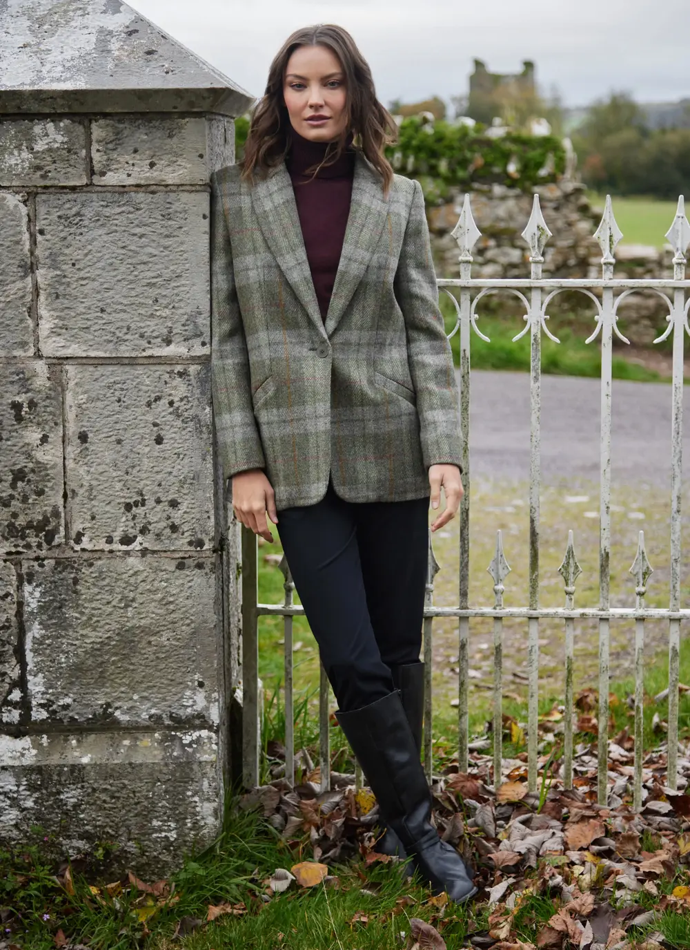 Irish Tweed Blazer in Green Check 