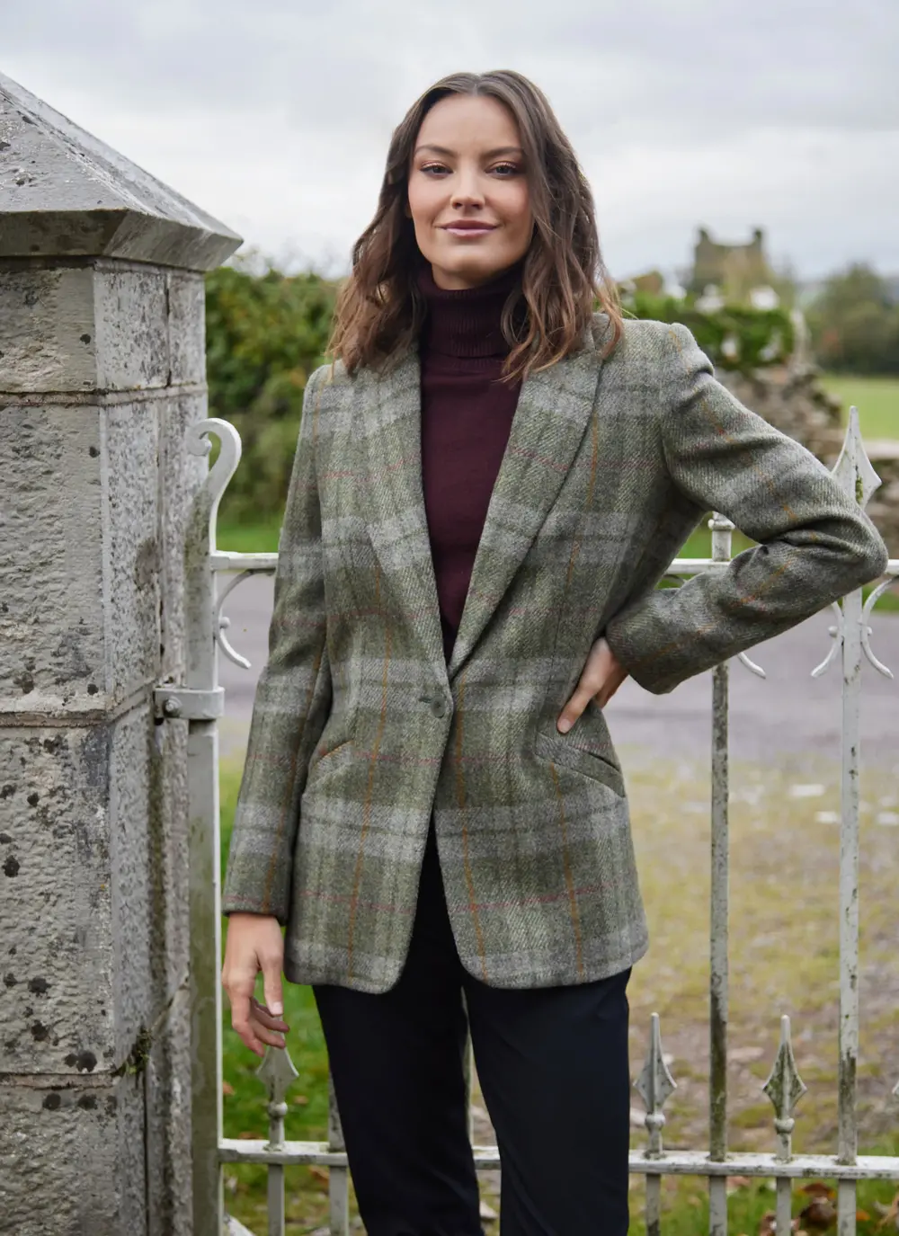 Irish Tweed Blazer in Green Check 