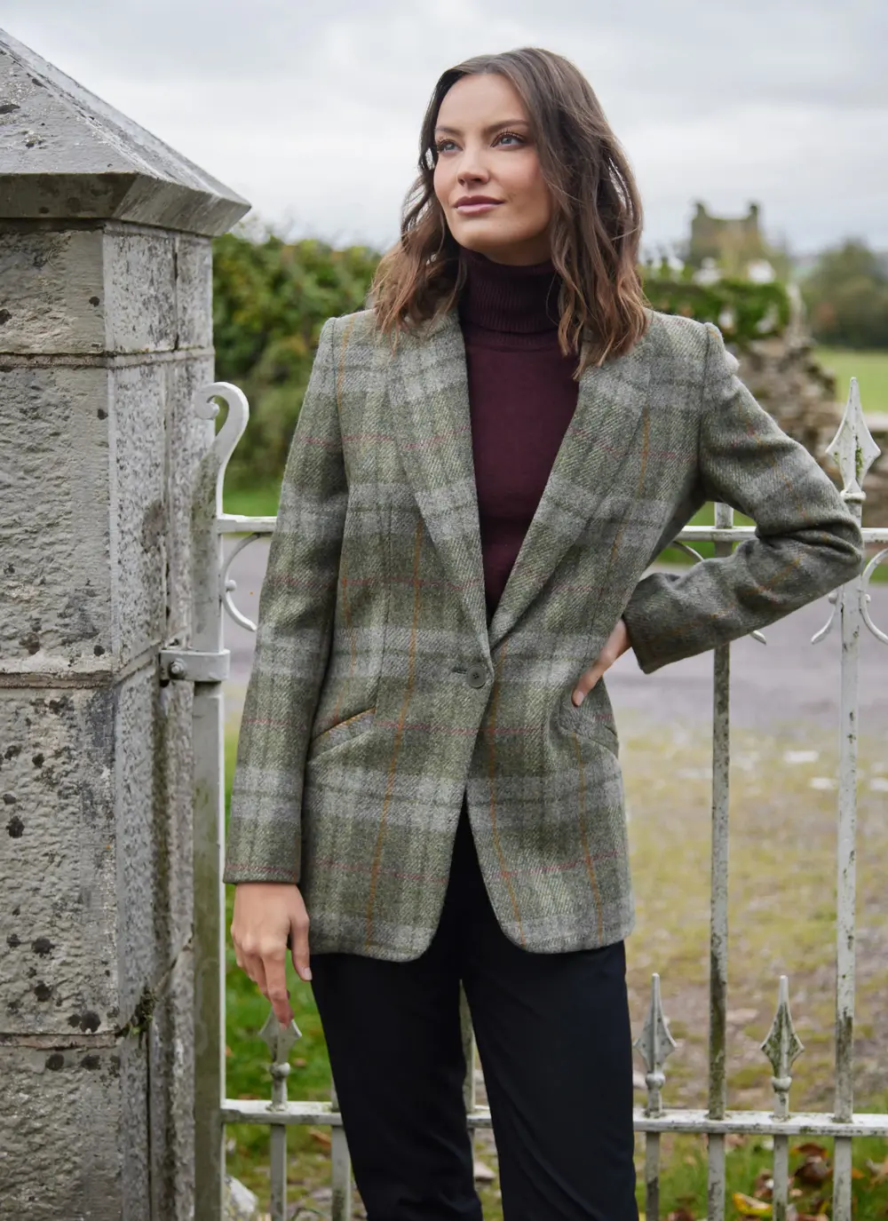 Irish Tweed Blazer in Green Check 