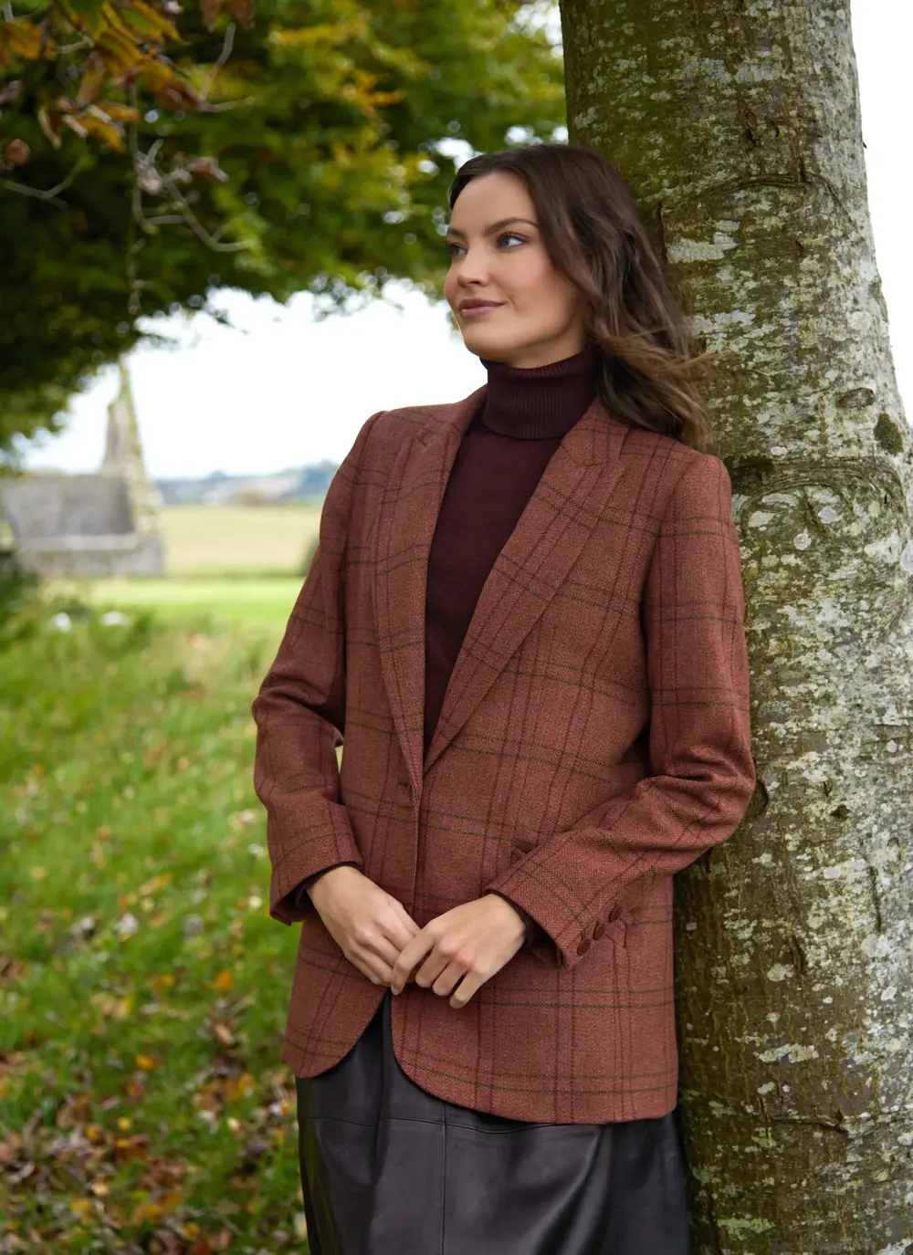 Irish Tweed Blazer in Rust Check 