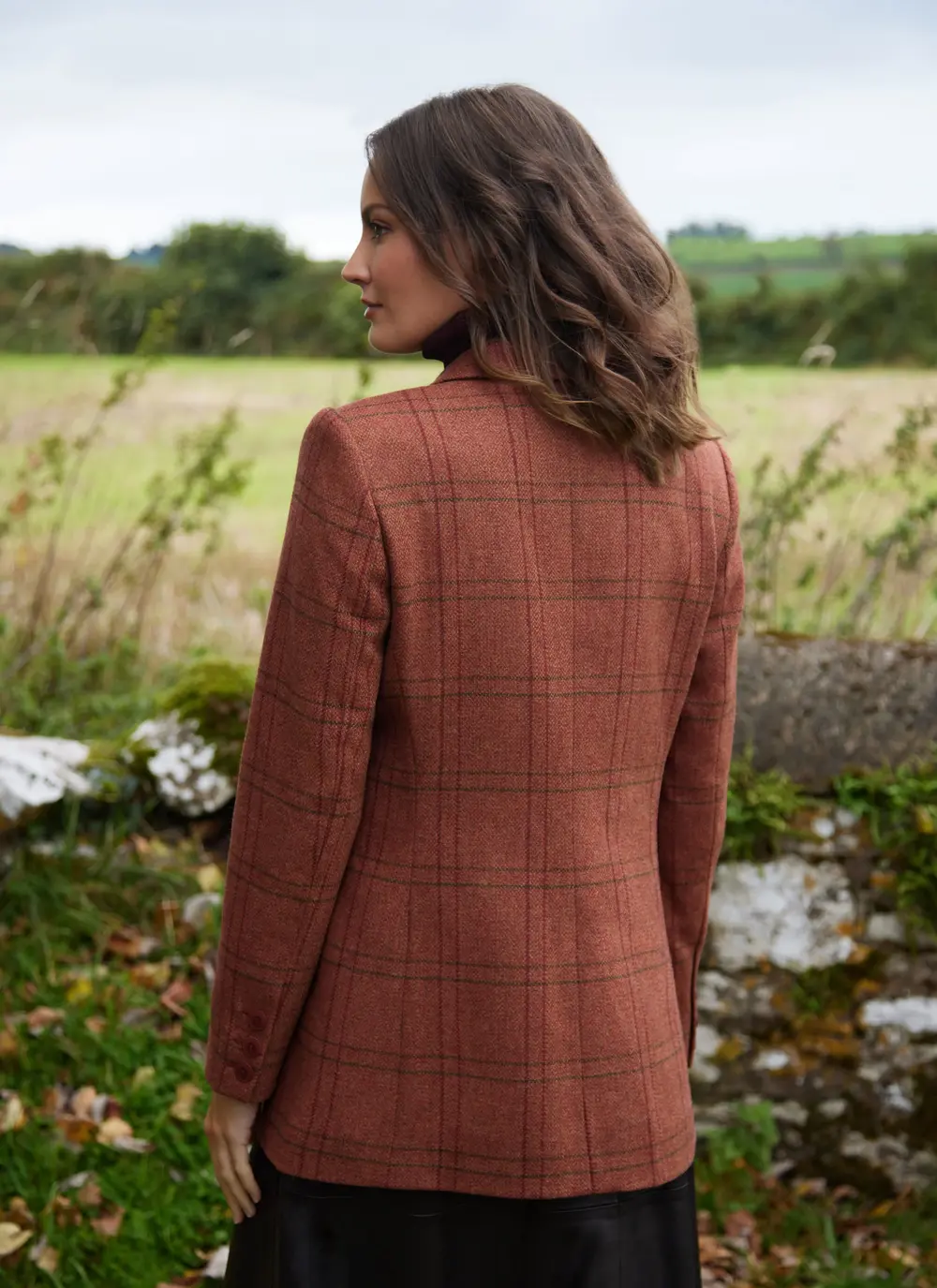 Irish Tweed Blazer in Rust Check 