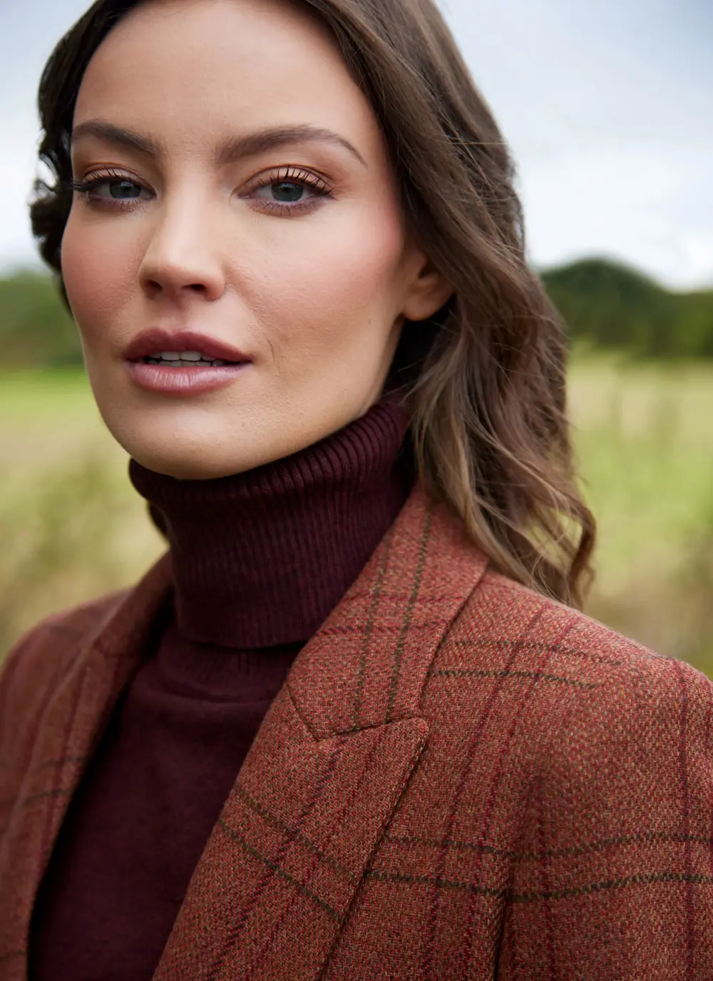 Irish Tweed Blazer in Rust Check 