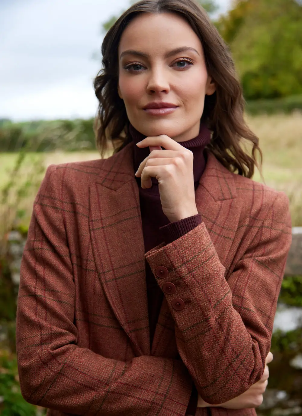 Irish Tweed Blazer in Rust Check 