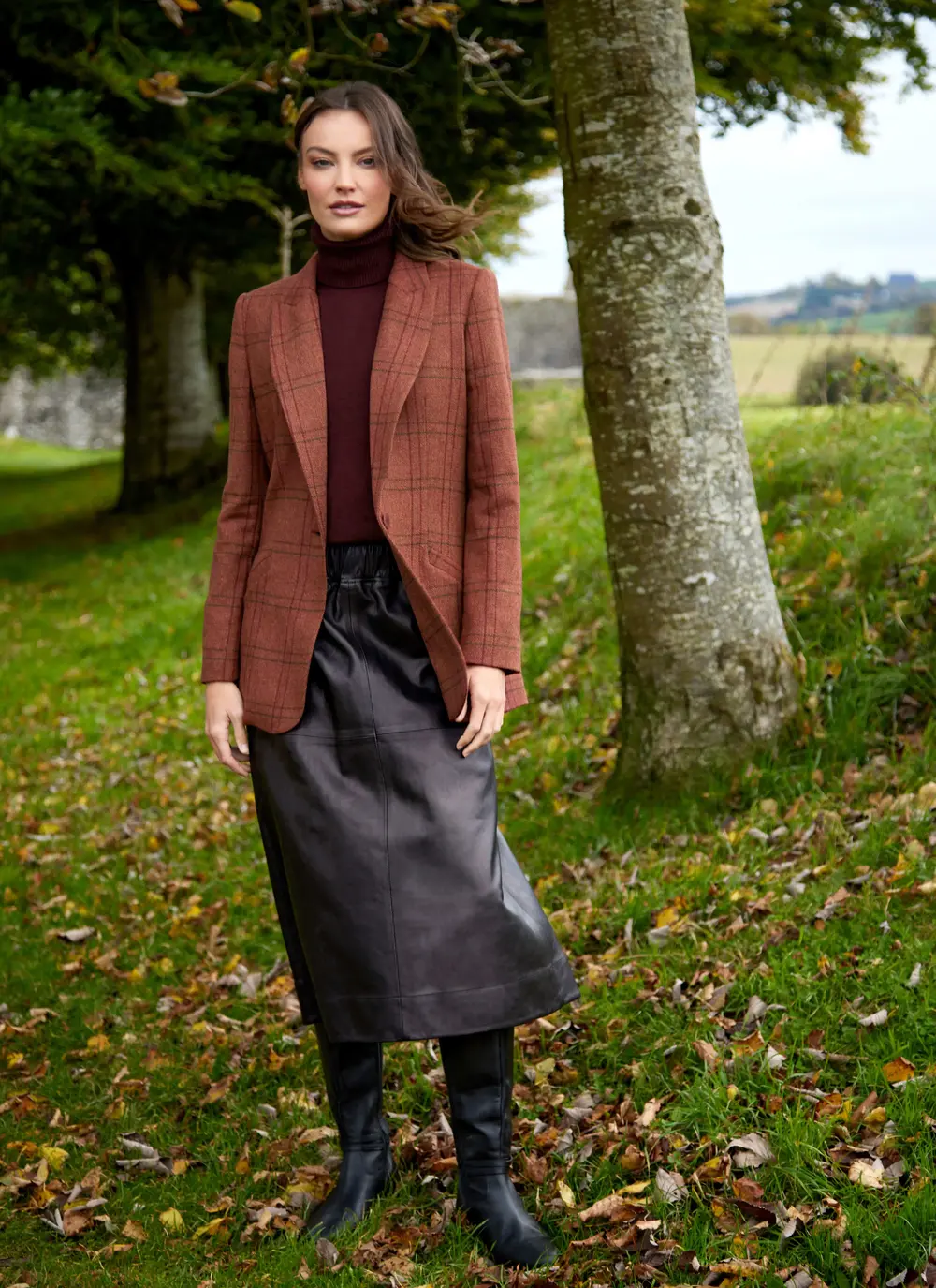 Irish Tweed Blazer in Rust Check 