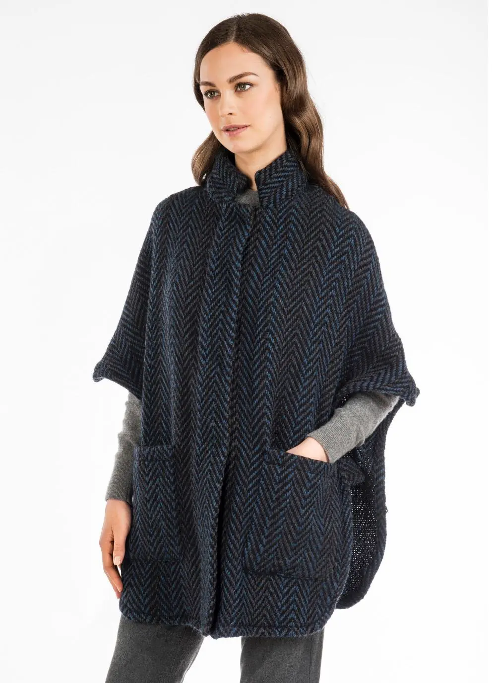 Tara Wool Cape Multi Teal
